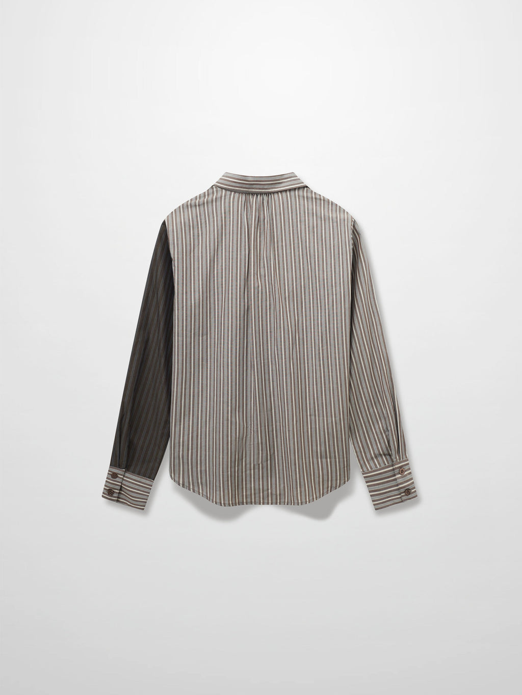 Mix Pinstripe Button Down Shirt-Khaki Stripe
