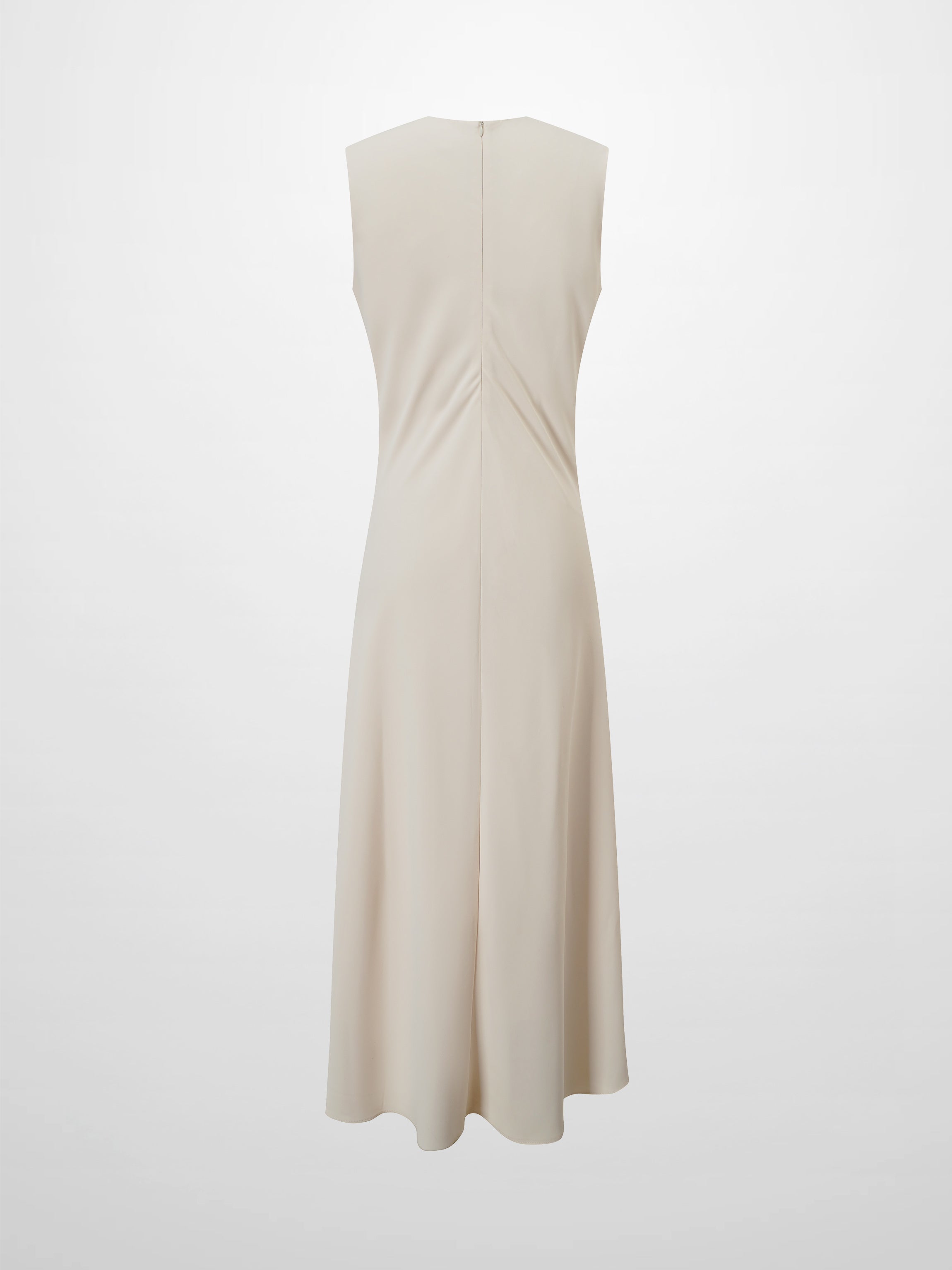 Faux Satin Crew Neck Slip Dress-White