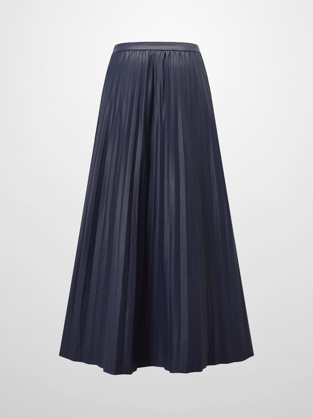 Accordion Pleated Faux Leather Skirt-Navy