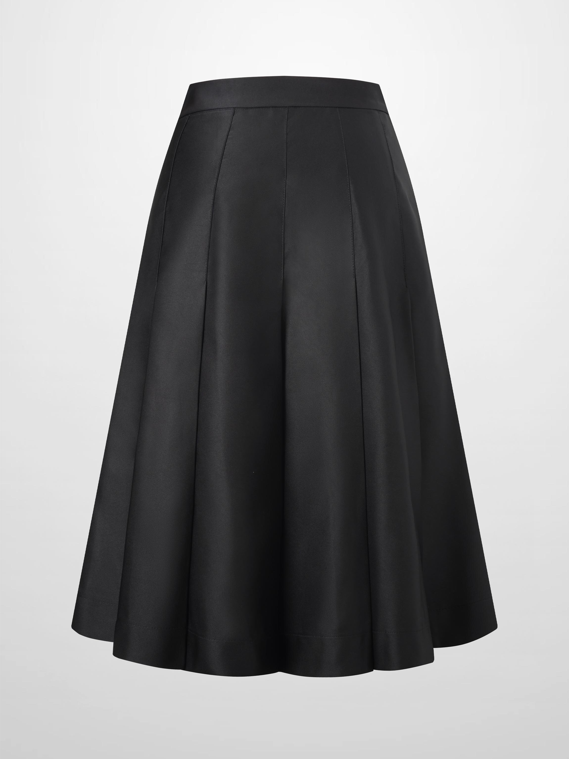 Lux Satin Pleated Skirt 26"-Black