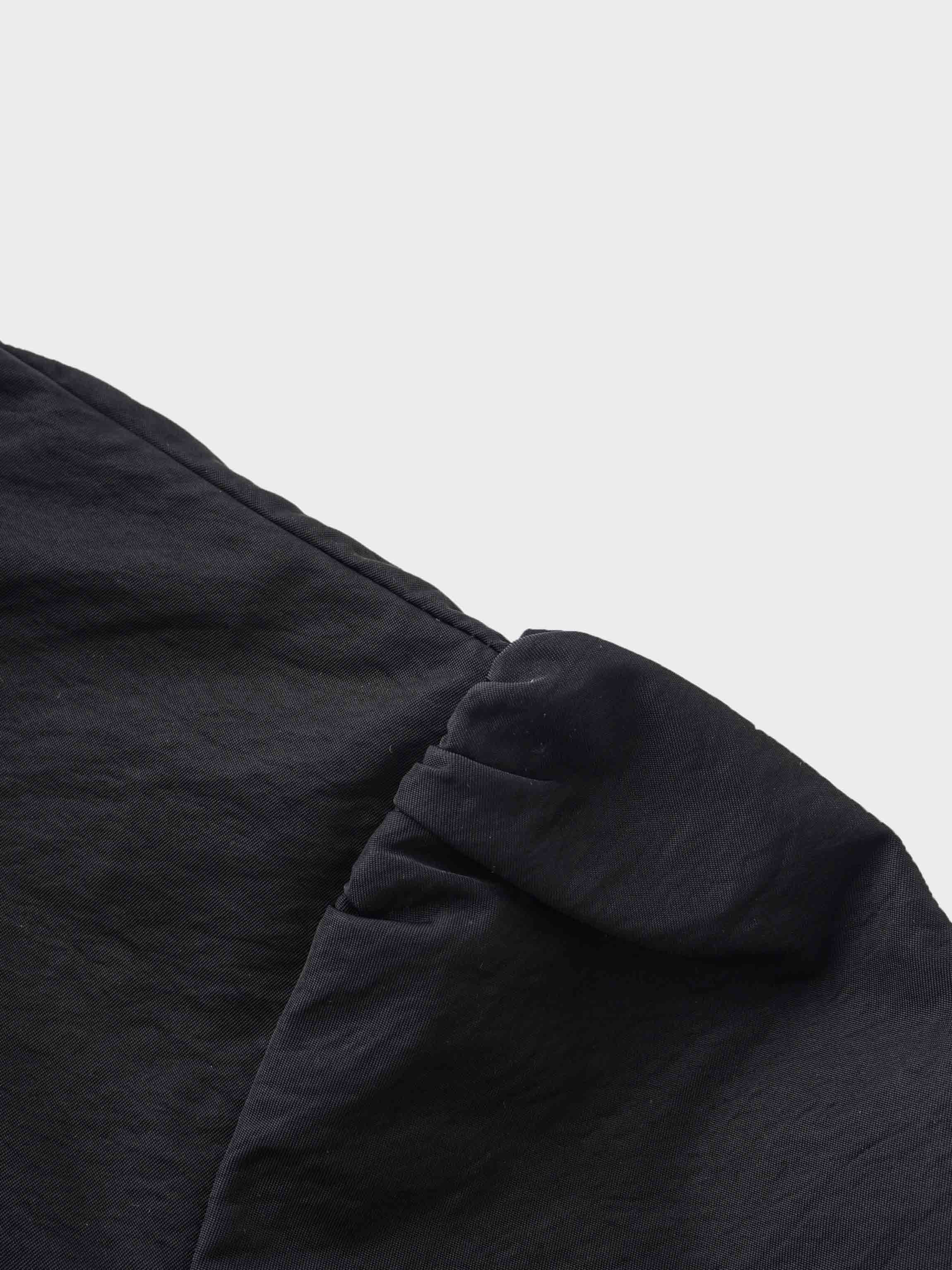 Bubble Sleeve Taffeta Top-Black