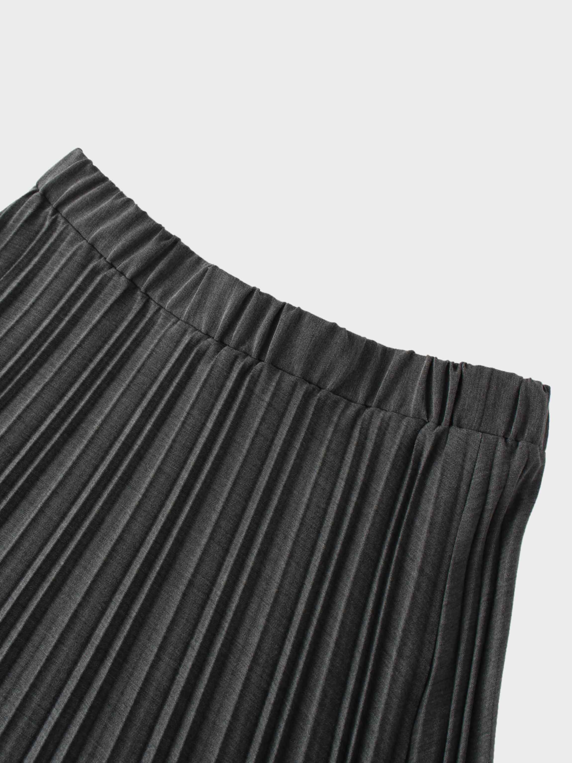 Mix Pleat Skirt-Denim Grey