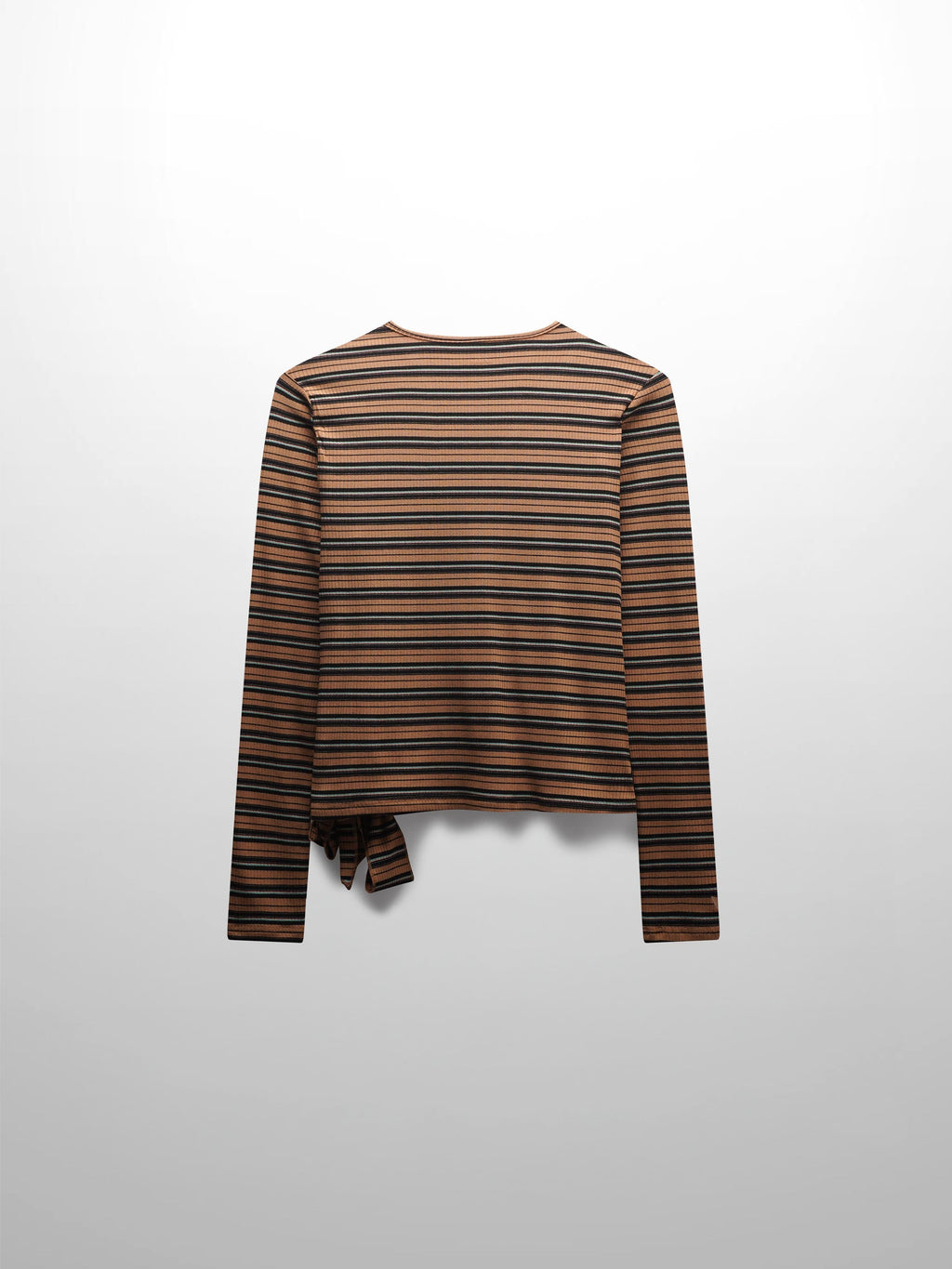 Striped Wrap Tee-Caramel
