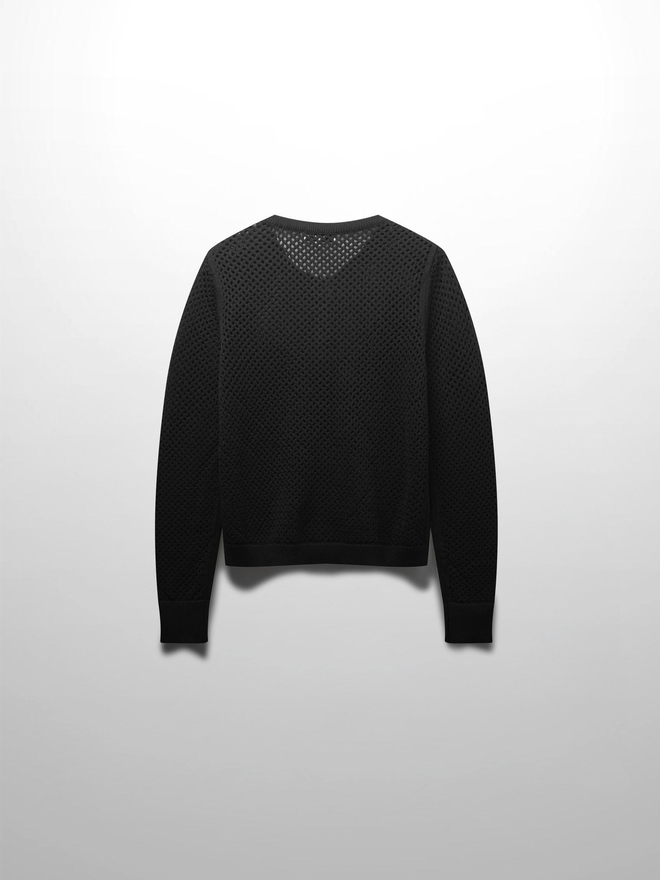 Crochet Knit Button Down Cardigan-Black