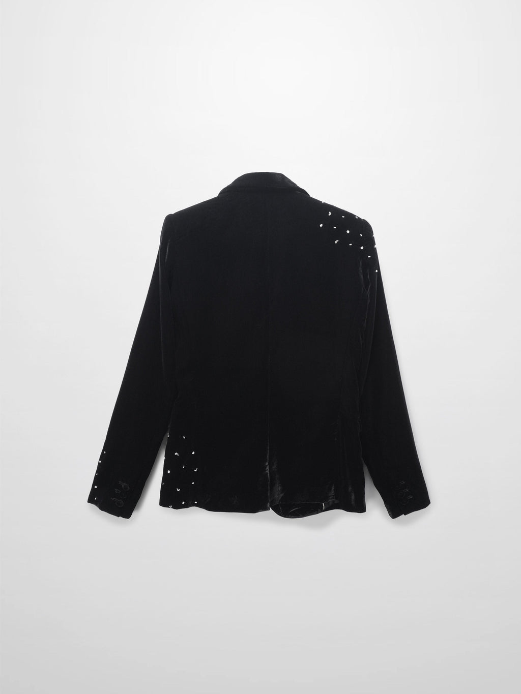 Embellished Velvet Blazer-Black