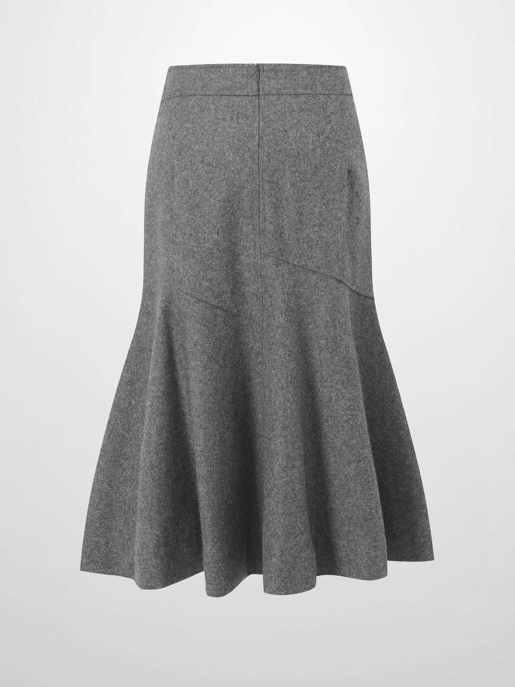 Wool Blend Short Panel Skirt-Charcoal Grey