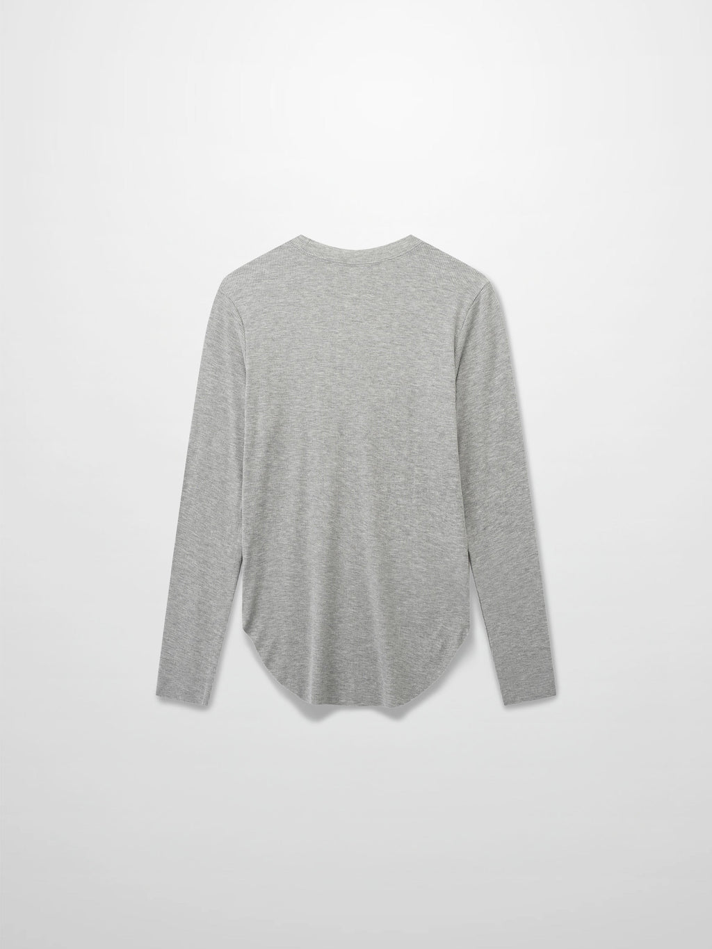 Rounded Hem Ribbed T-Shirt-Heathered Grey