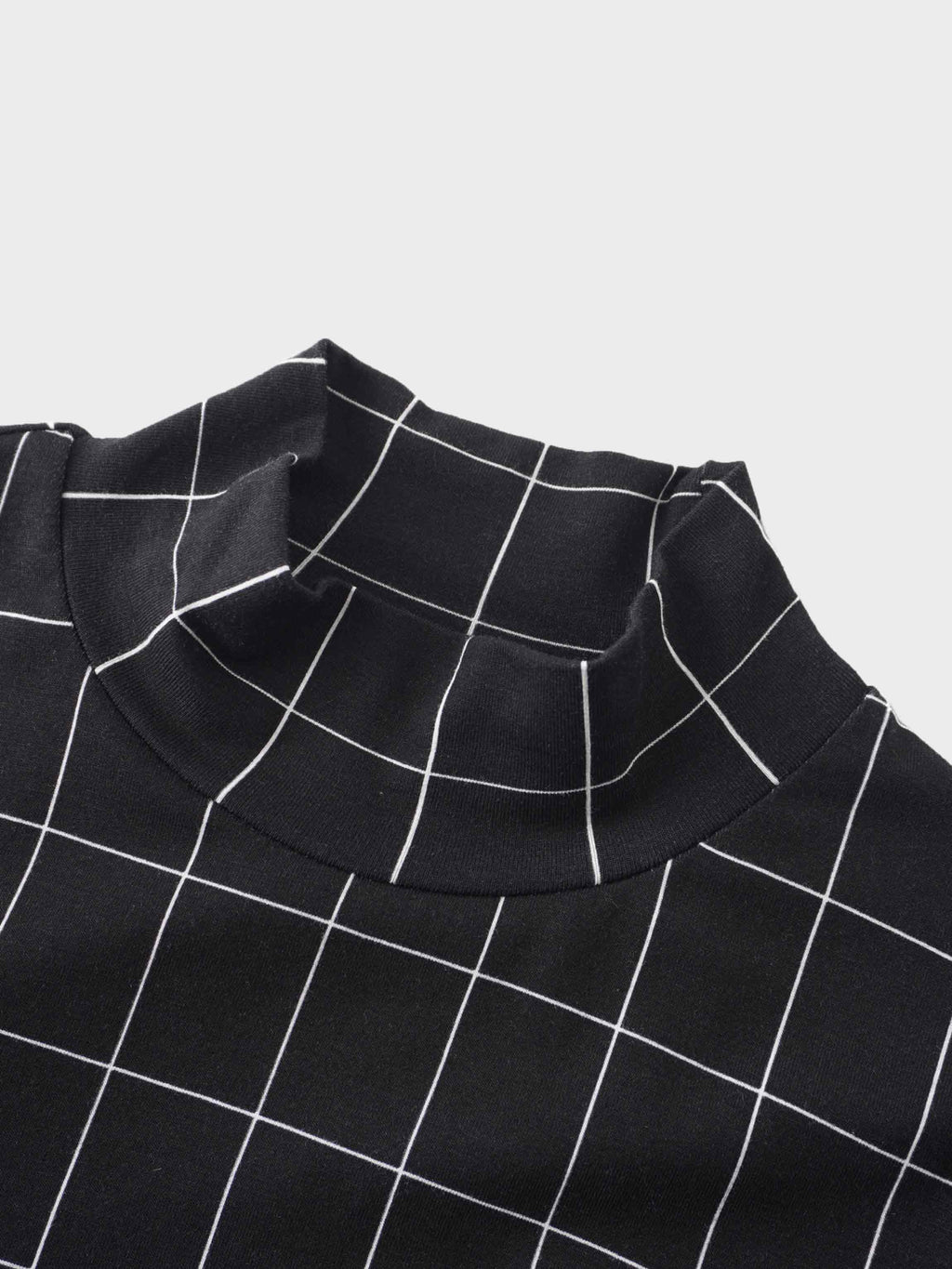 Printed Modal Turtleneck-Black Windowpane