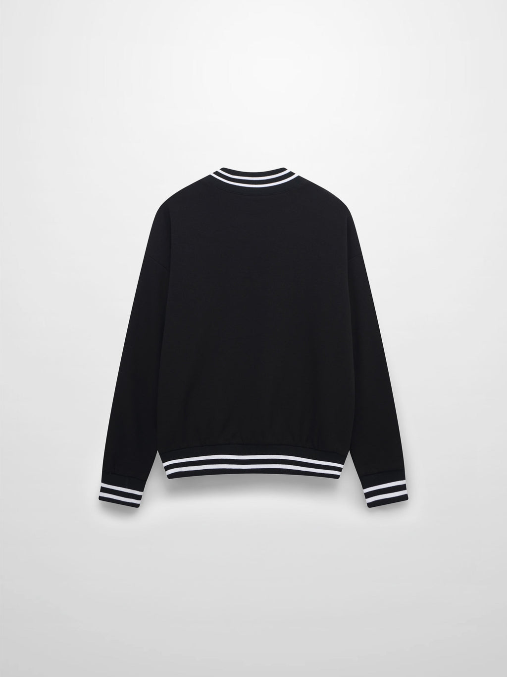 Striped High Neck Sweatshirt-Black/White