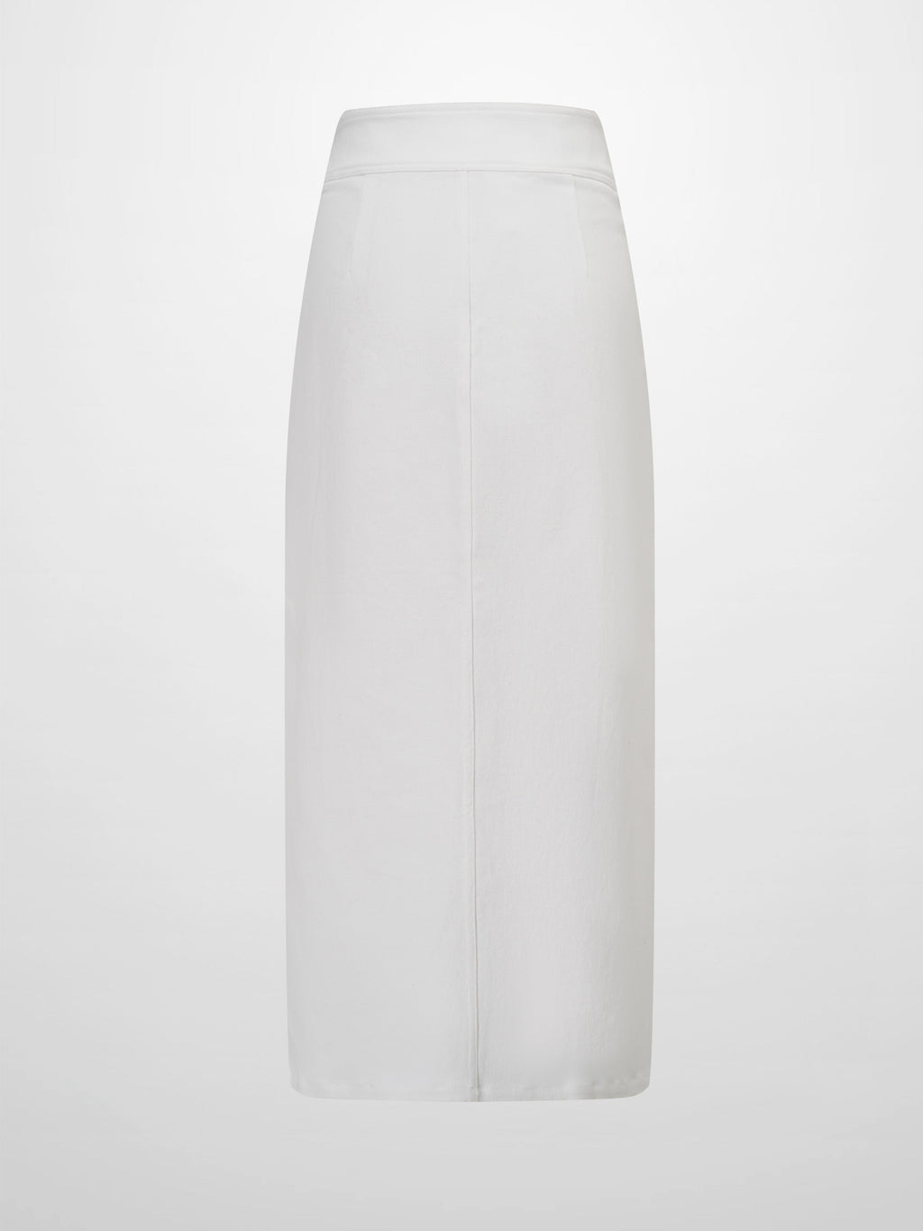 Button Down Denim Skirt-White