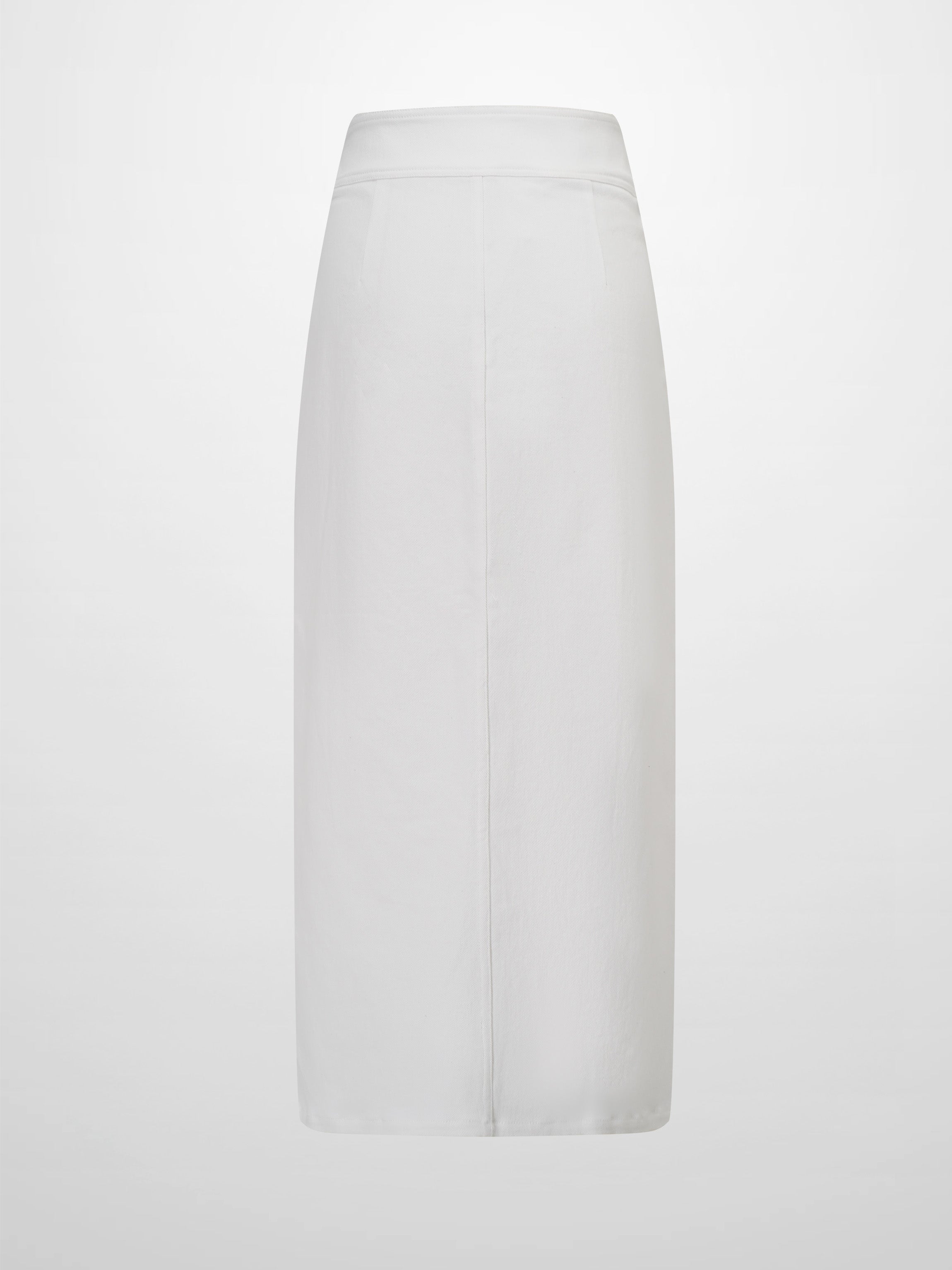 Button Down Denim Skirt-White