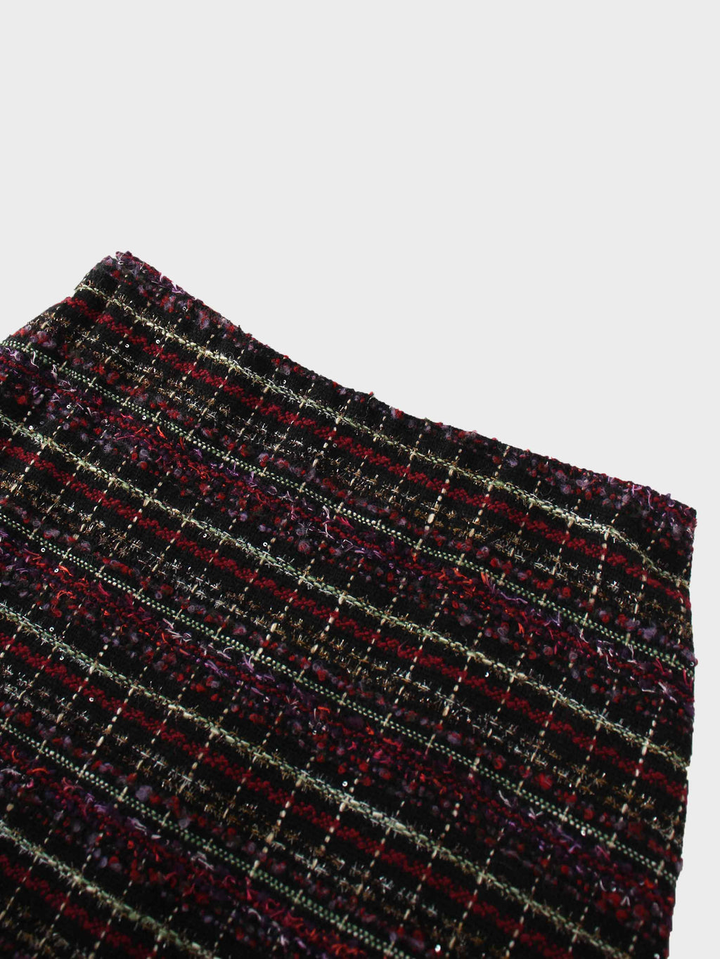 A-Line High Low Skirt-Burgundy Tweed
