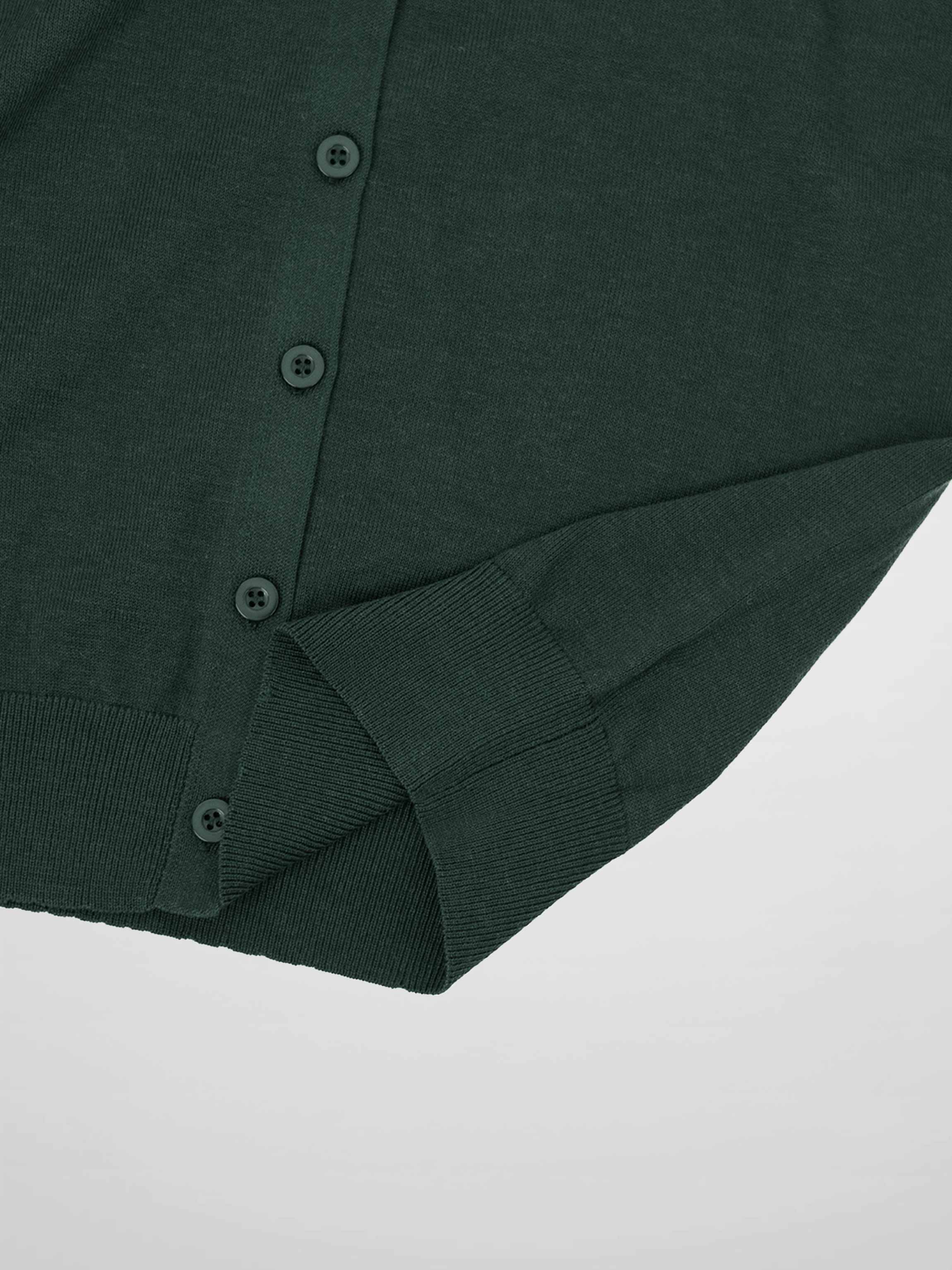 Wool Blend Collared Cardigan-Green