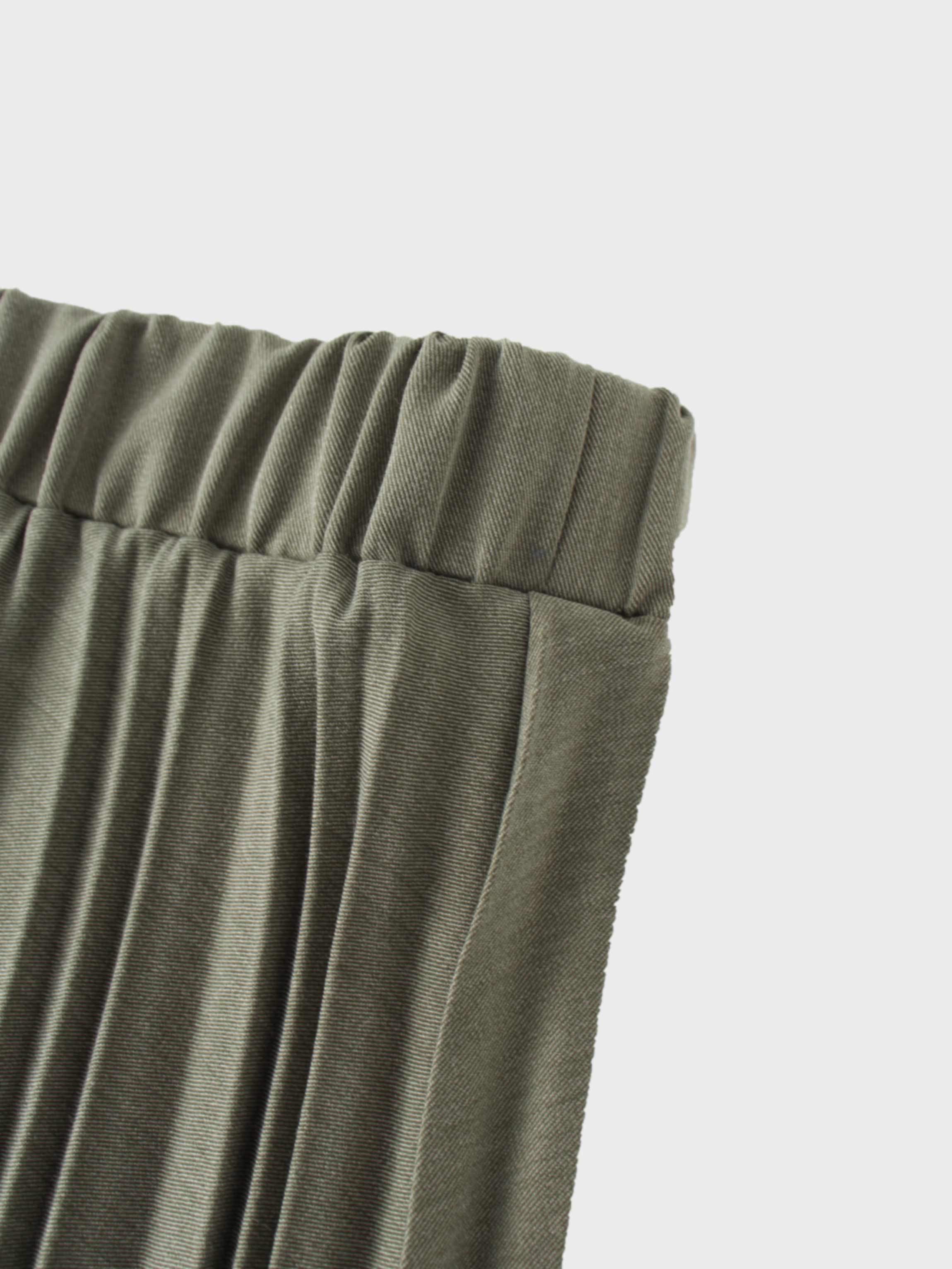 Mix Pleat Skirt-Olive Green