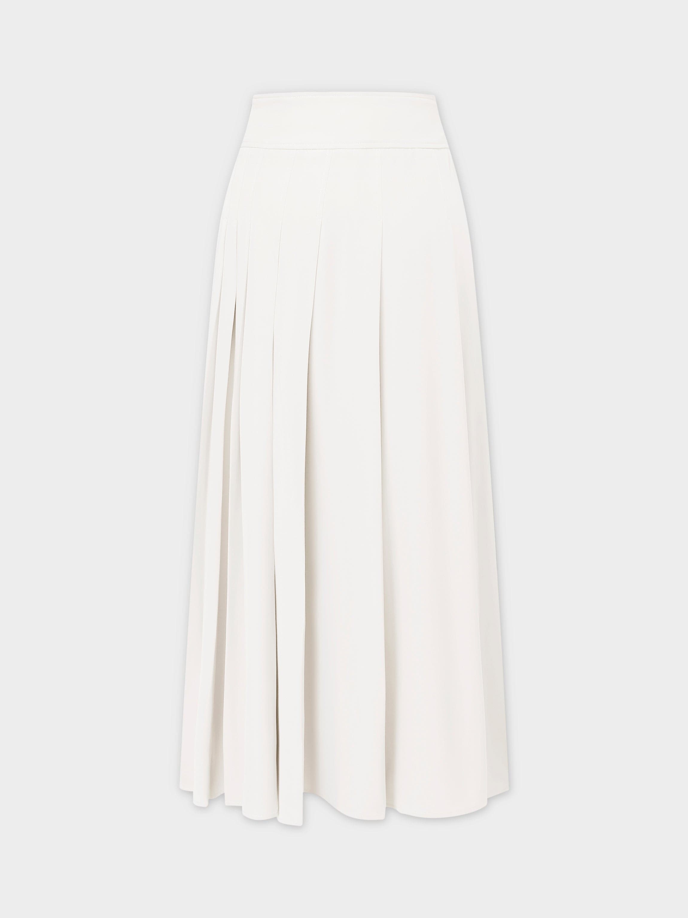 Yoke Pleated Skirt 37"-White