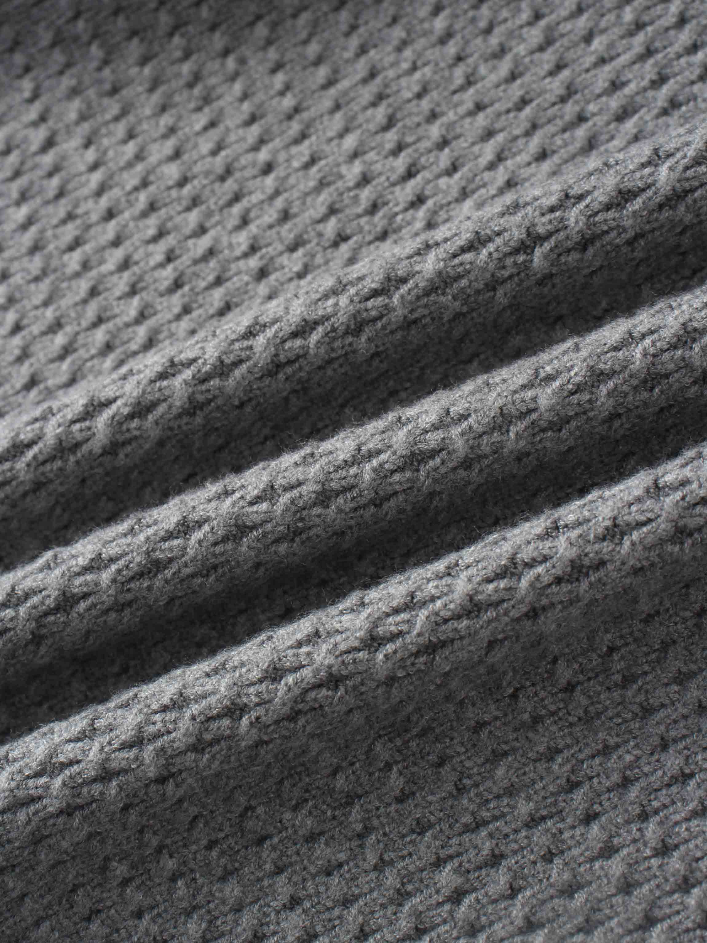 Textured Crew Cardigan-Grey