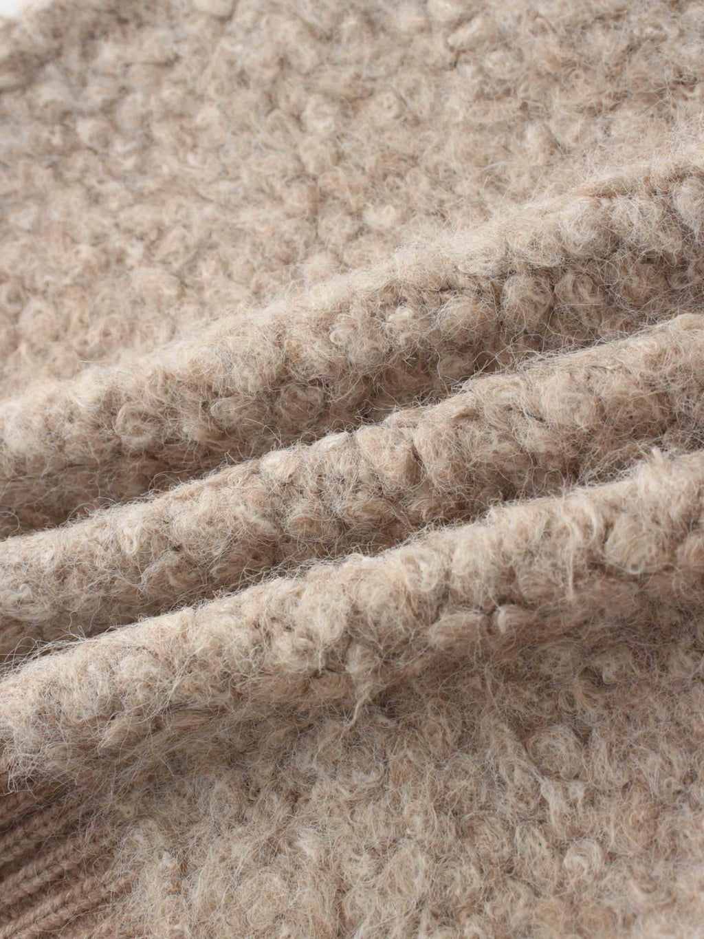 Ribbed Knit Mohair Cardigan Jacket-Camel