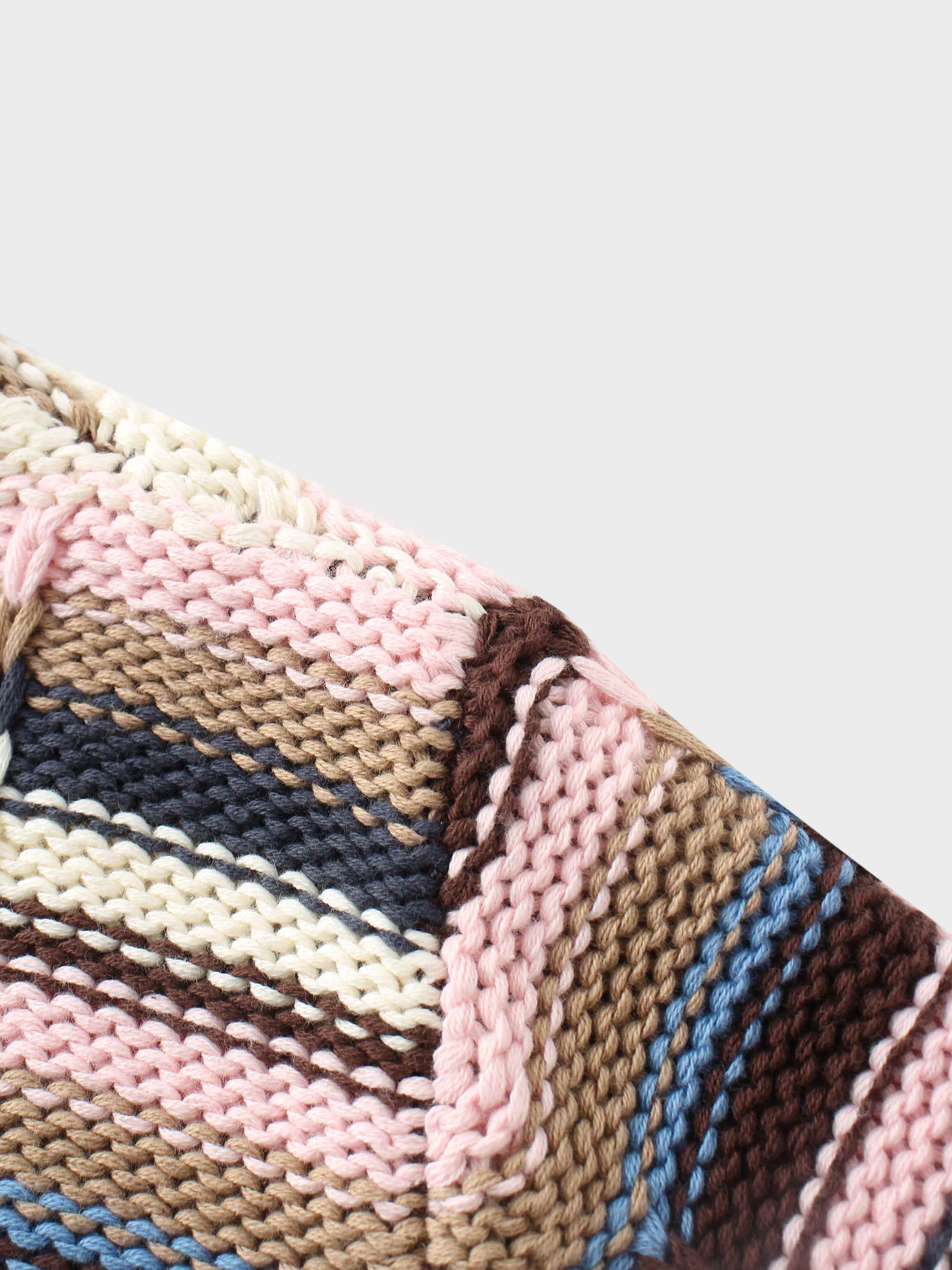 Overstitch Detail Striped Sweater-Brown