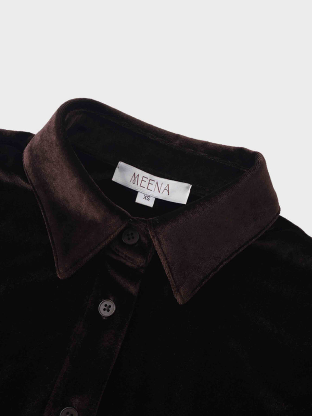 Velour Button Down Blouse-Brown