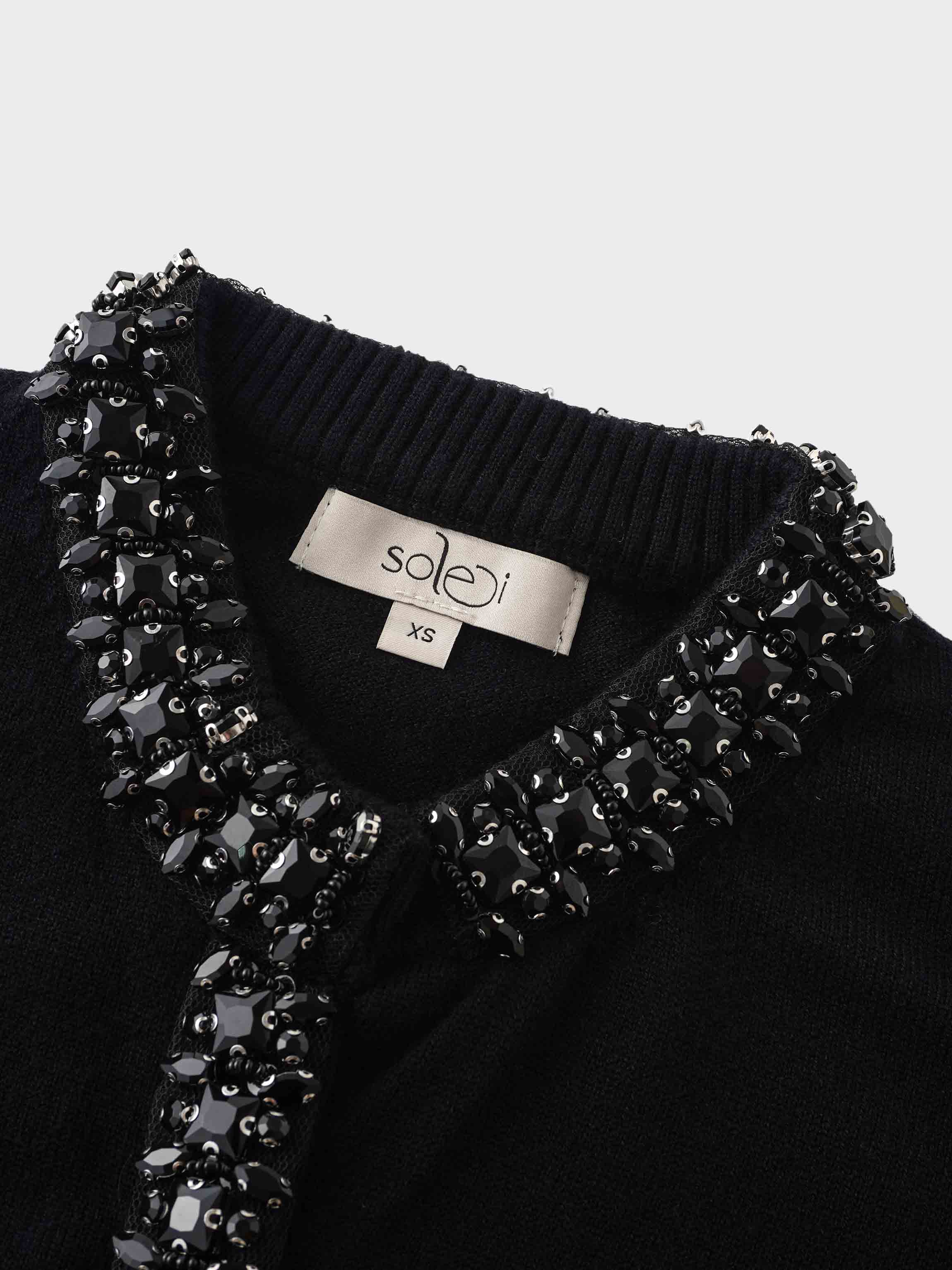 Embellished Cardigan Sweater-Black