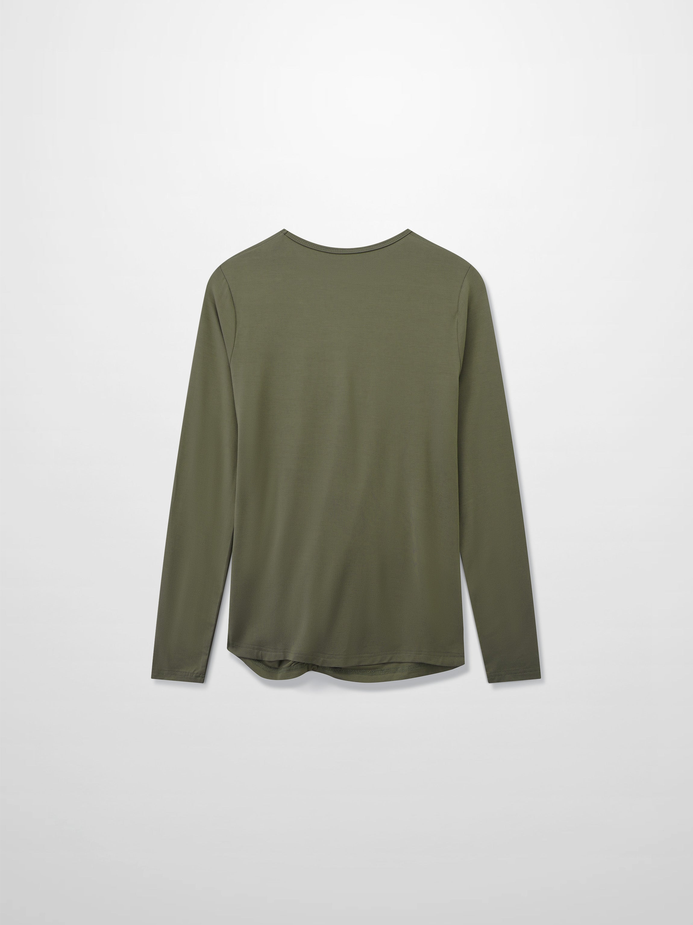 Curved Gathered Detailed T-Shirt-Olive