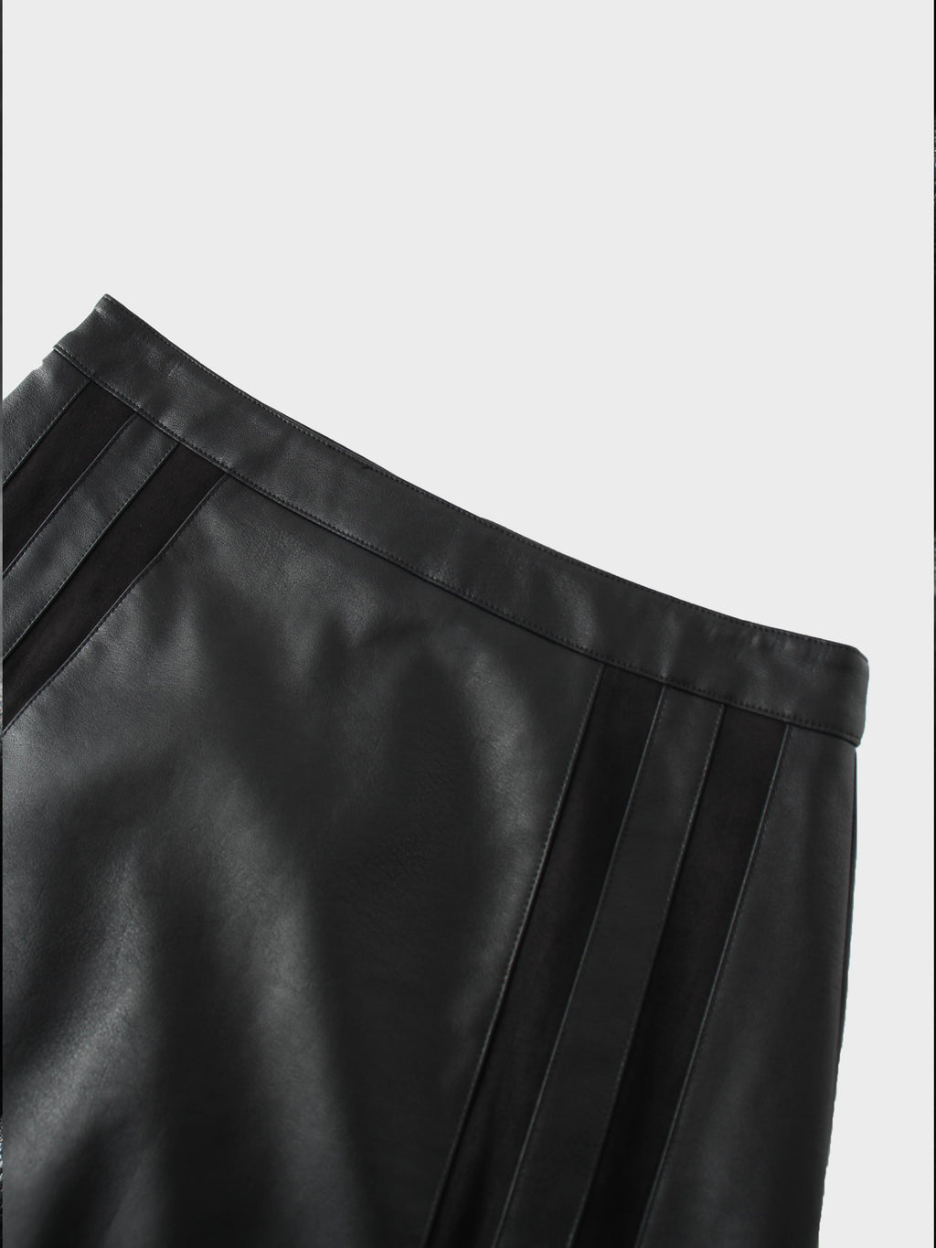 Side Stripe Faux Leather Skirt-Black