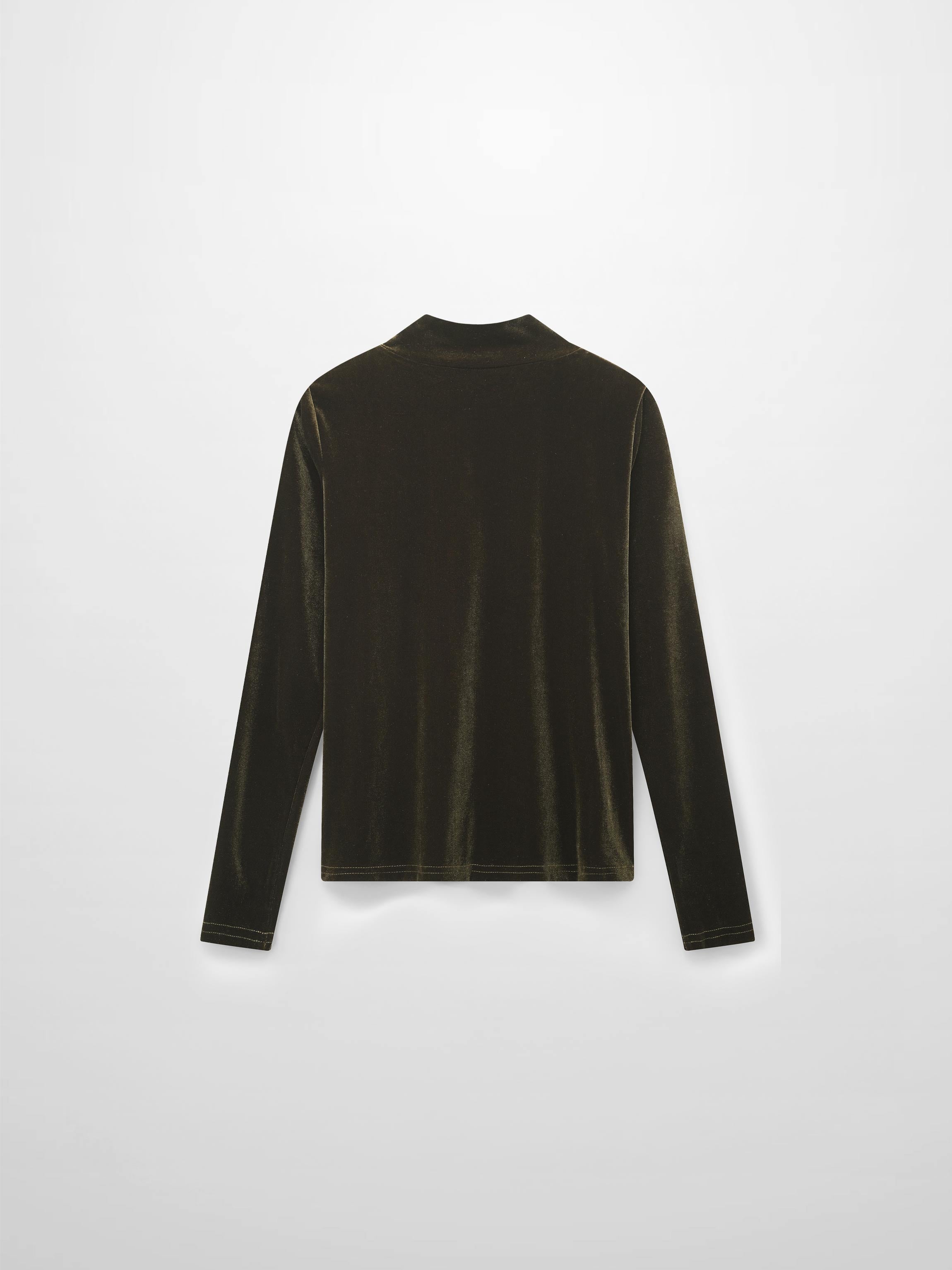 Velour Mock Neck Turtleneck-Green