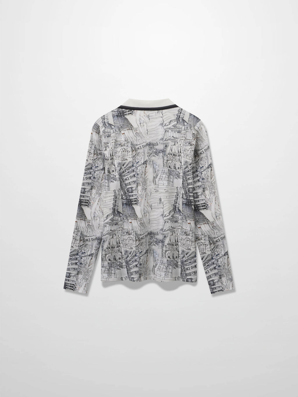 Printed Collar Snap Tee-Sketch