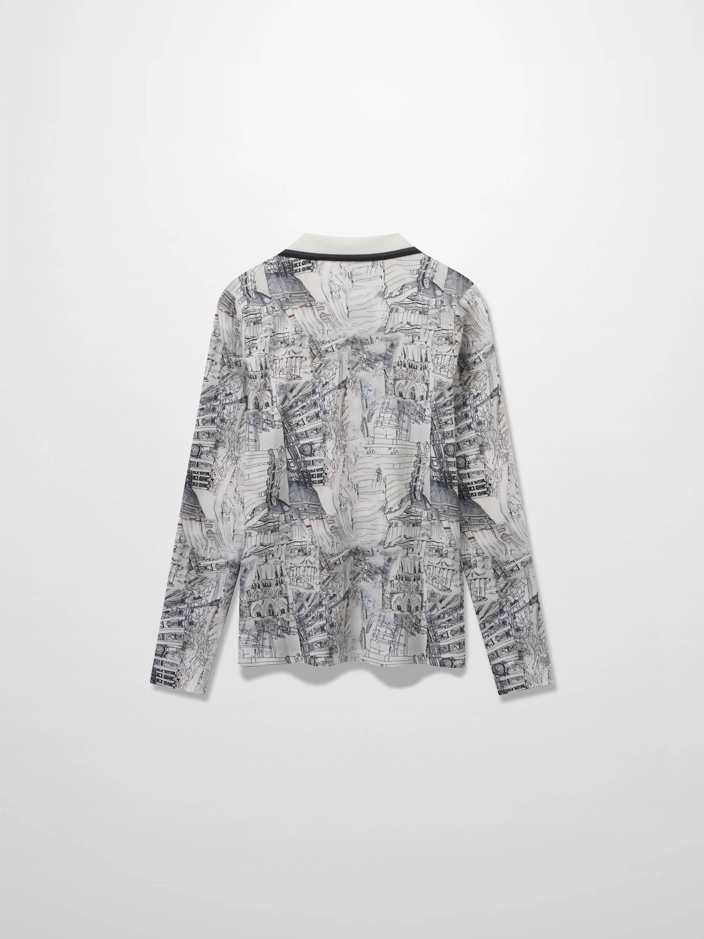 Printed Collar Snap Tee-Sketch