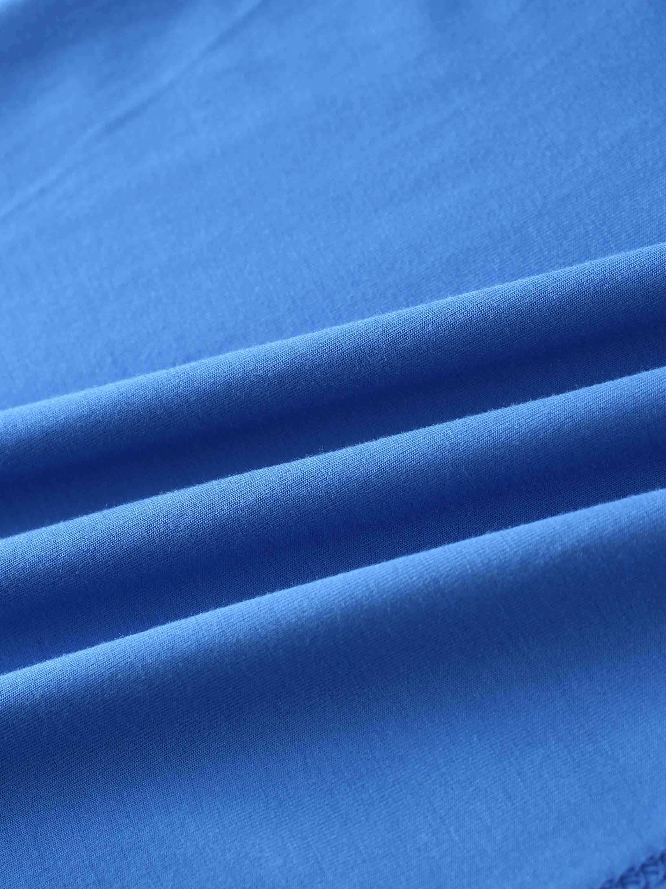 RIBBED BOTTOM T-SHIRT-COBALT BLUE