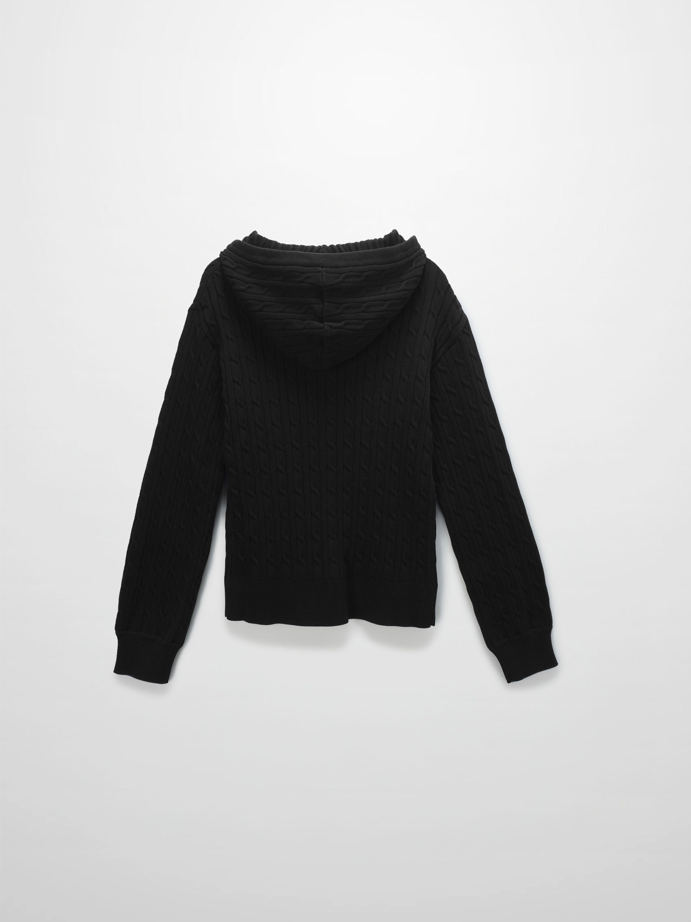 Zip Up Cable Hoodie-Black