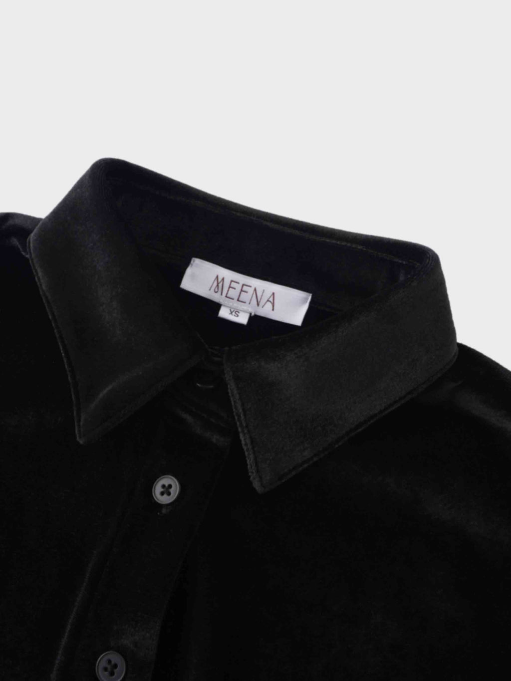 Velour Button Down Blouse-Black