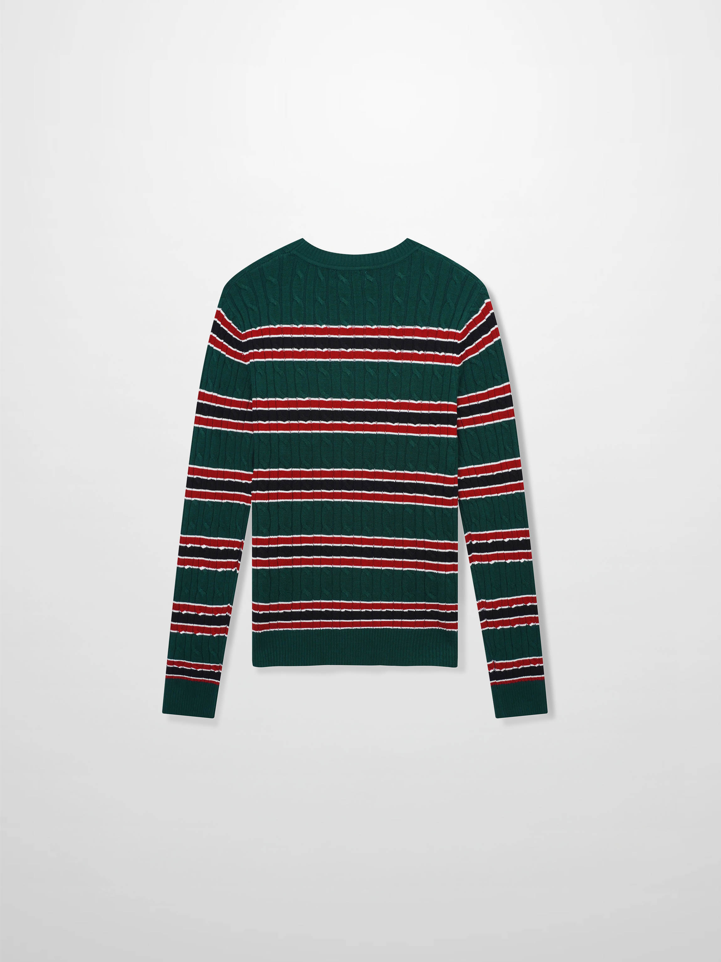 Striped Cable Sweater-Green Stripe