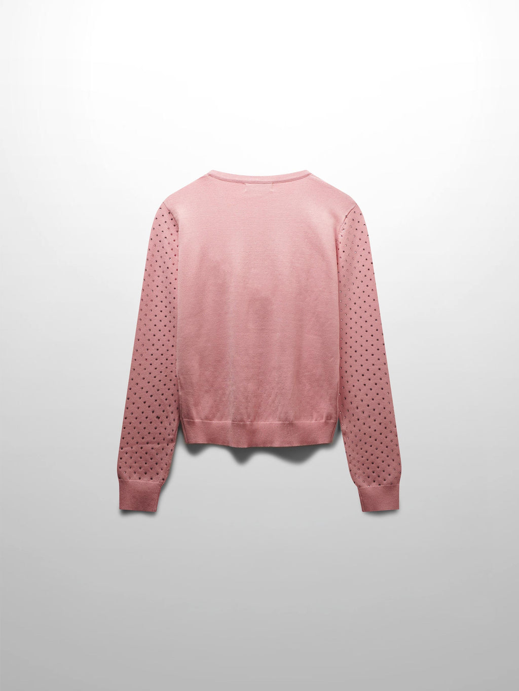 Stone Embellished Crew Cardigan-Pink