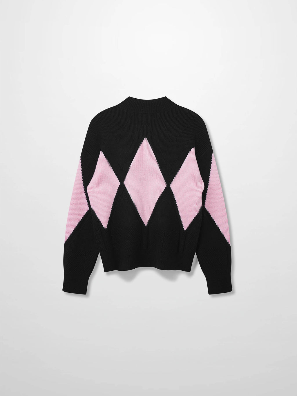 Center Diamond Sweater-Black/Pink