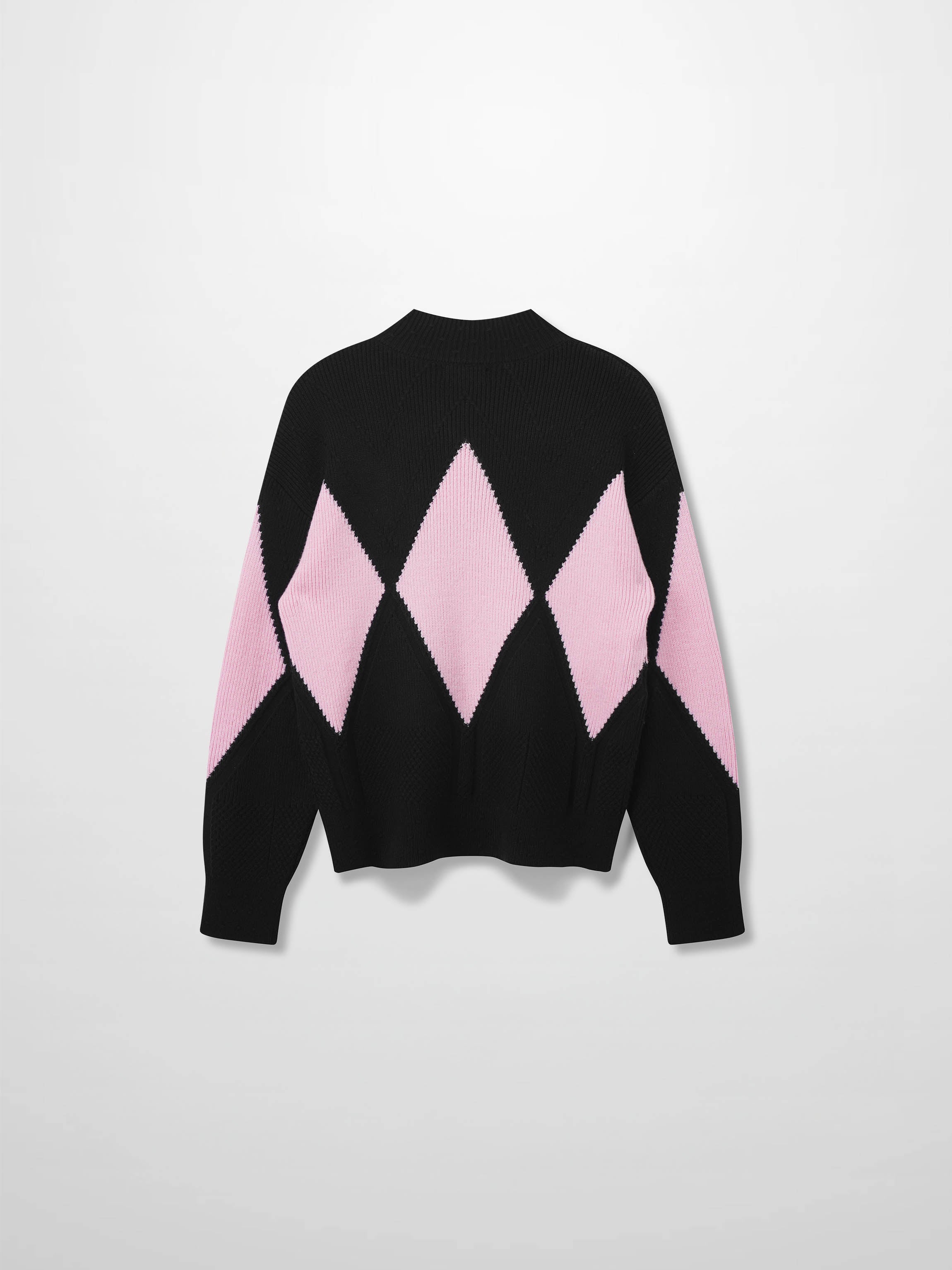 Center Diamond Sweater-Black/Pink