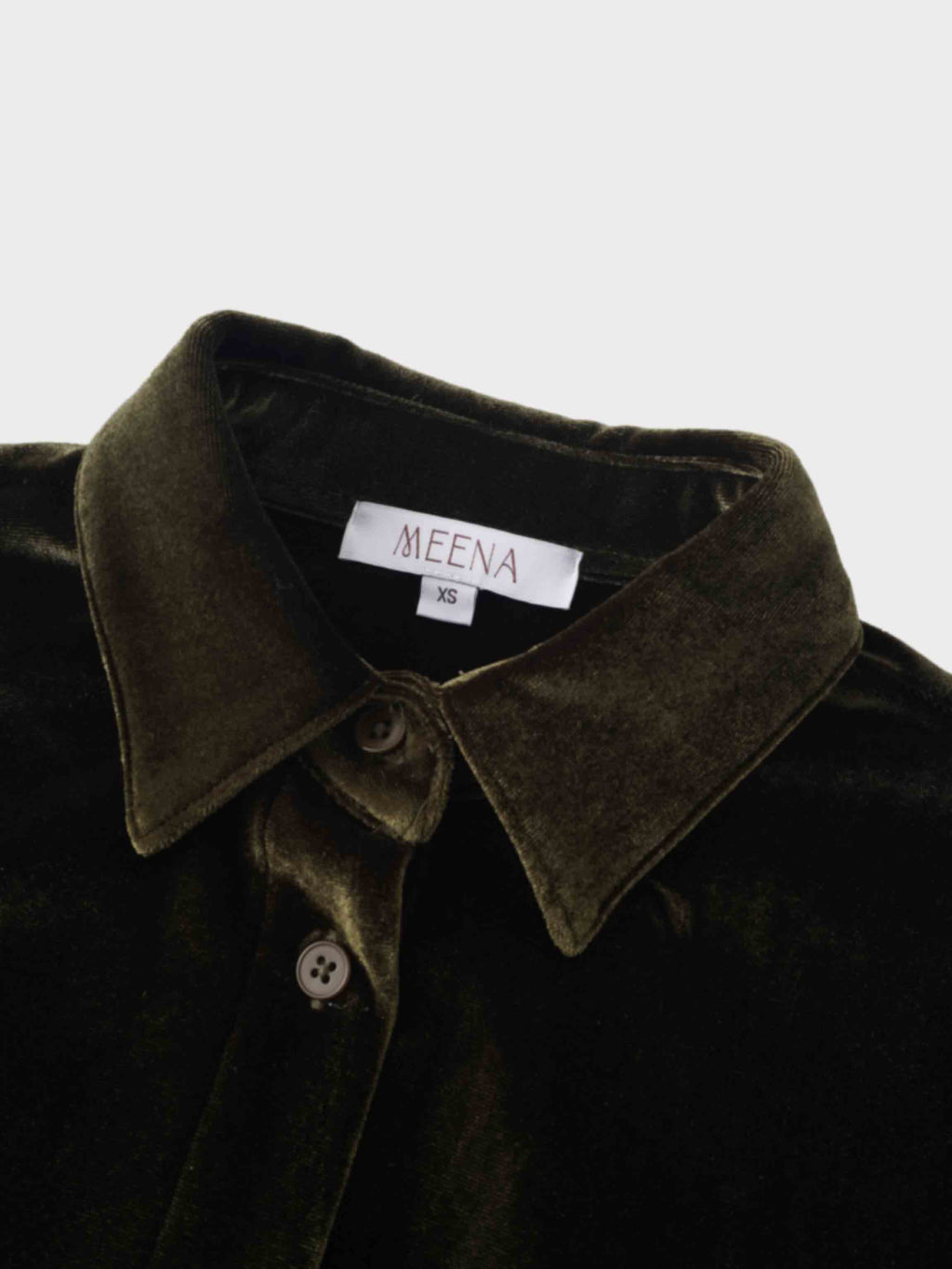 Velour Button Down Blouse-Green