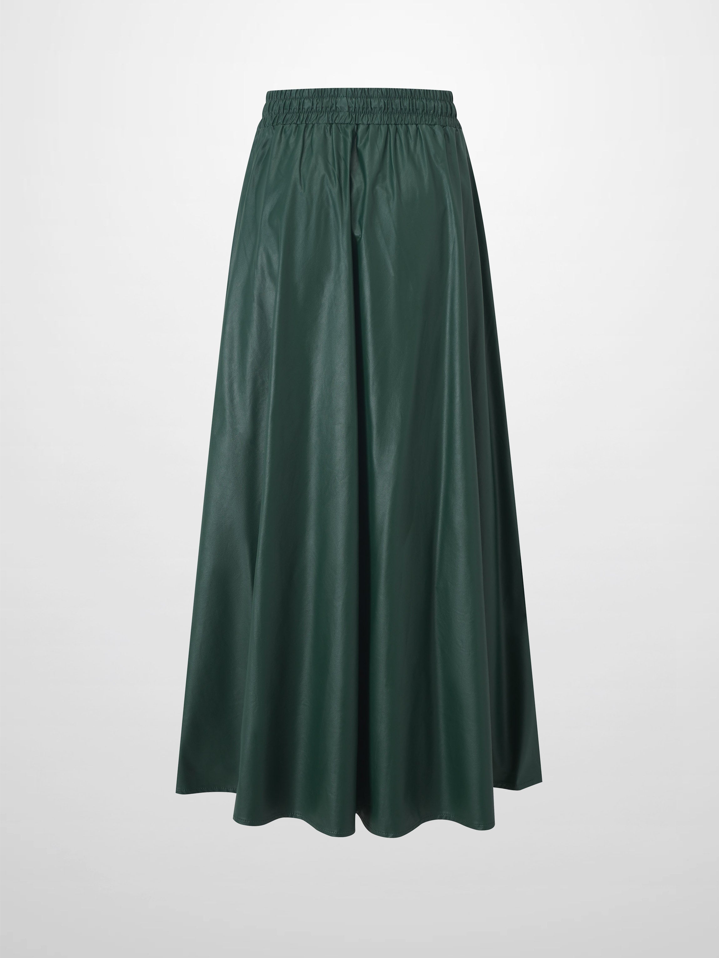 Drawstring Faux Leather Skirt-Hunter Green