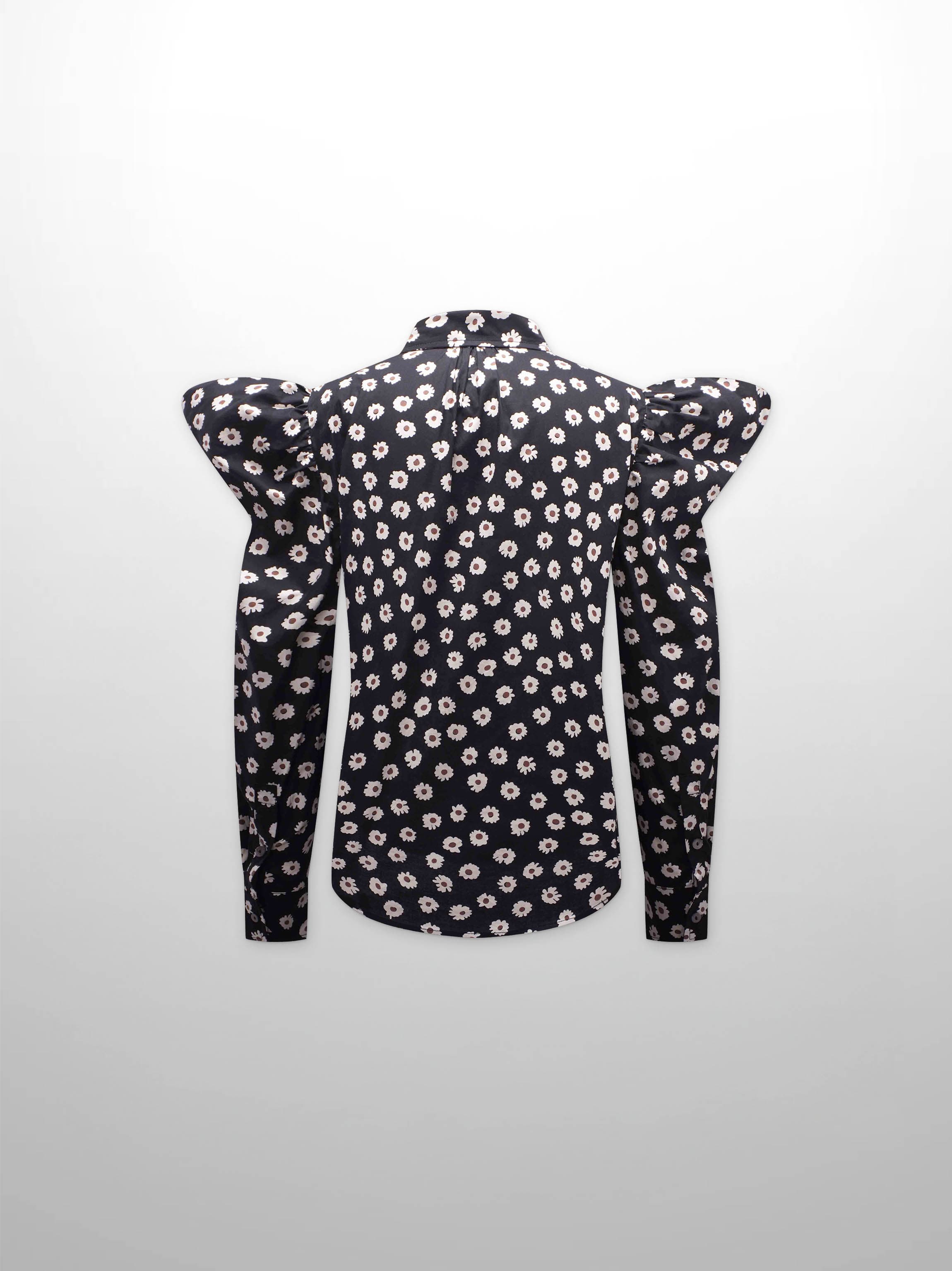 Puff Sleeve Blouse-Flower Poppy