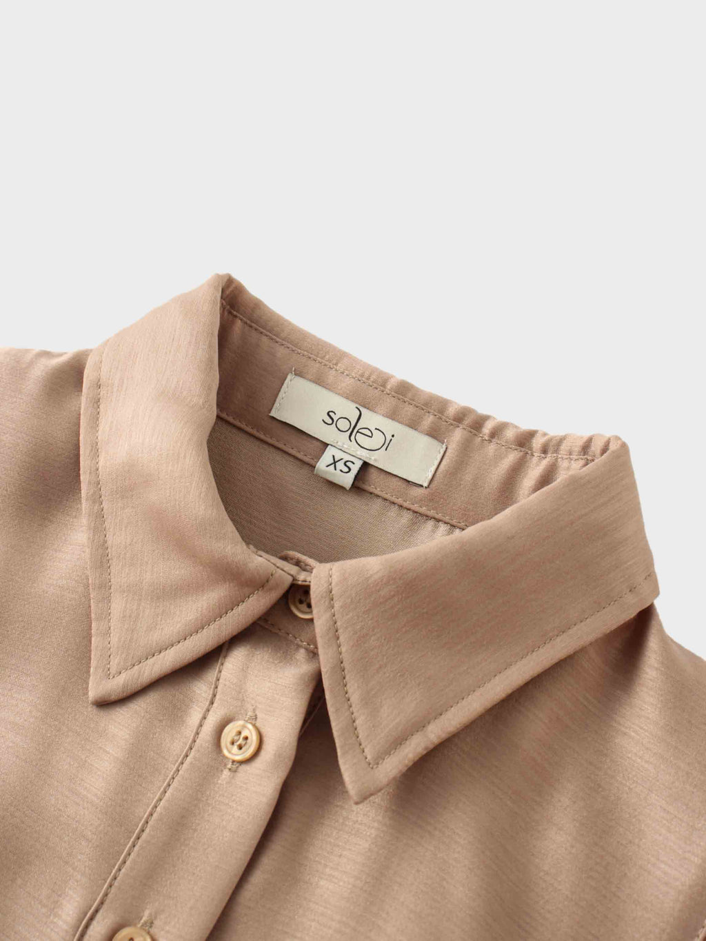 Textured Puff Sleeve Blouse-Mushroom