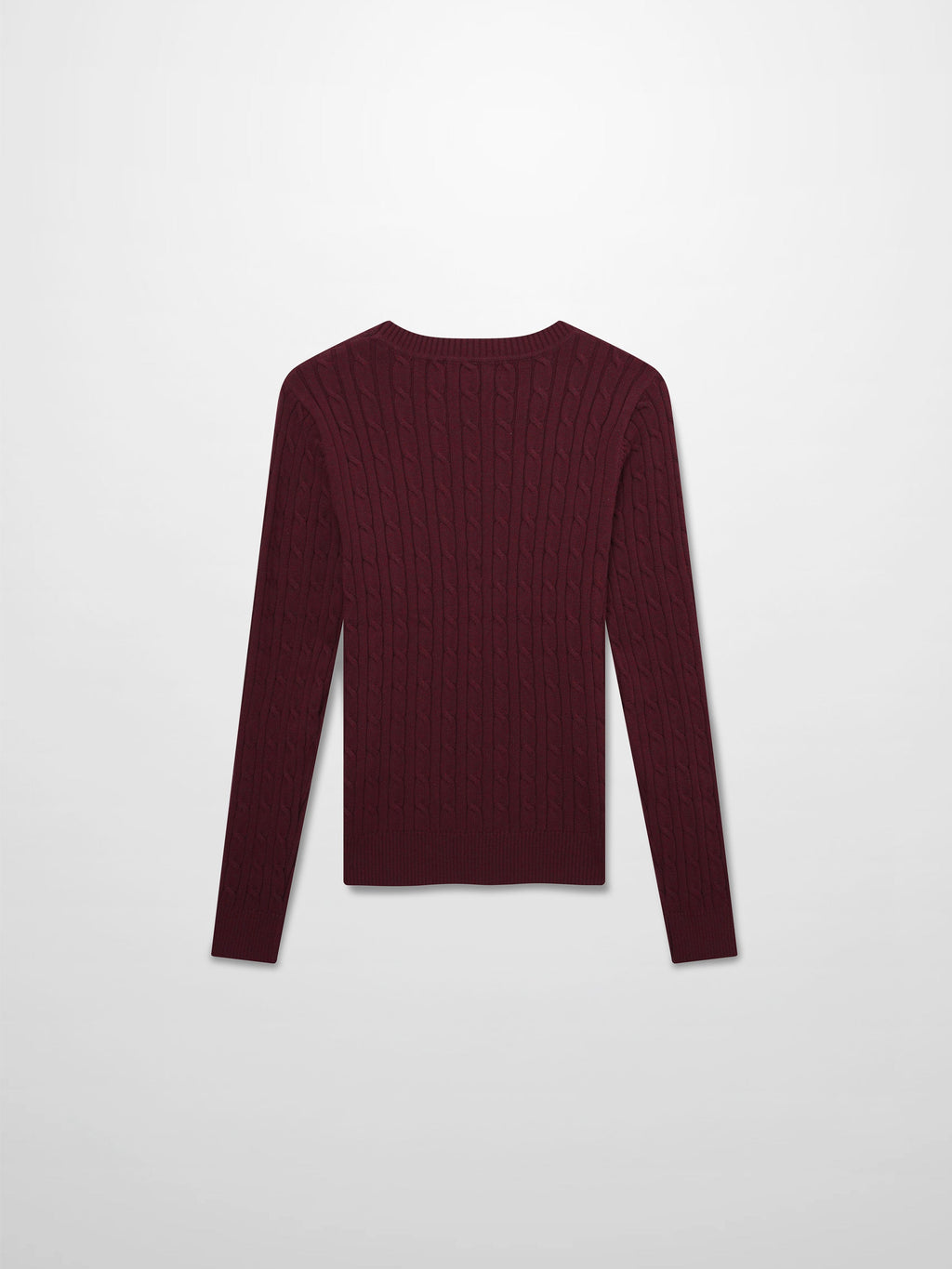 Crew Neck Cable Sweater-Heathered Burgundy
