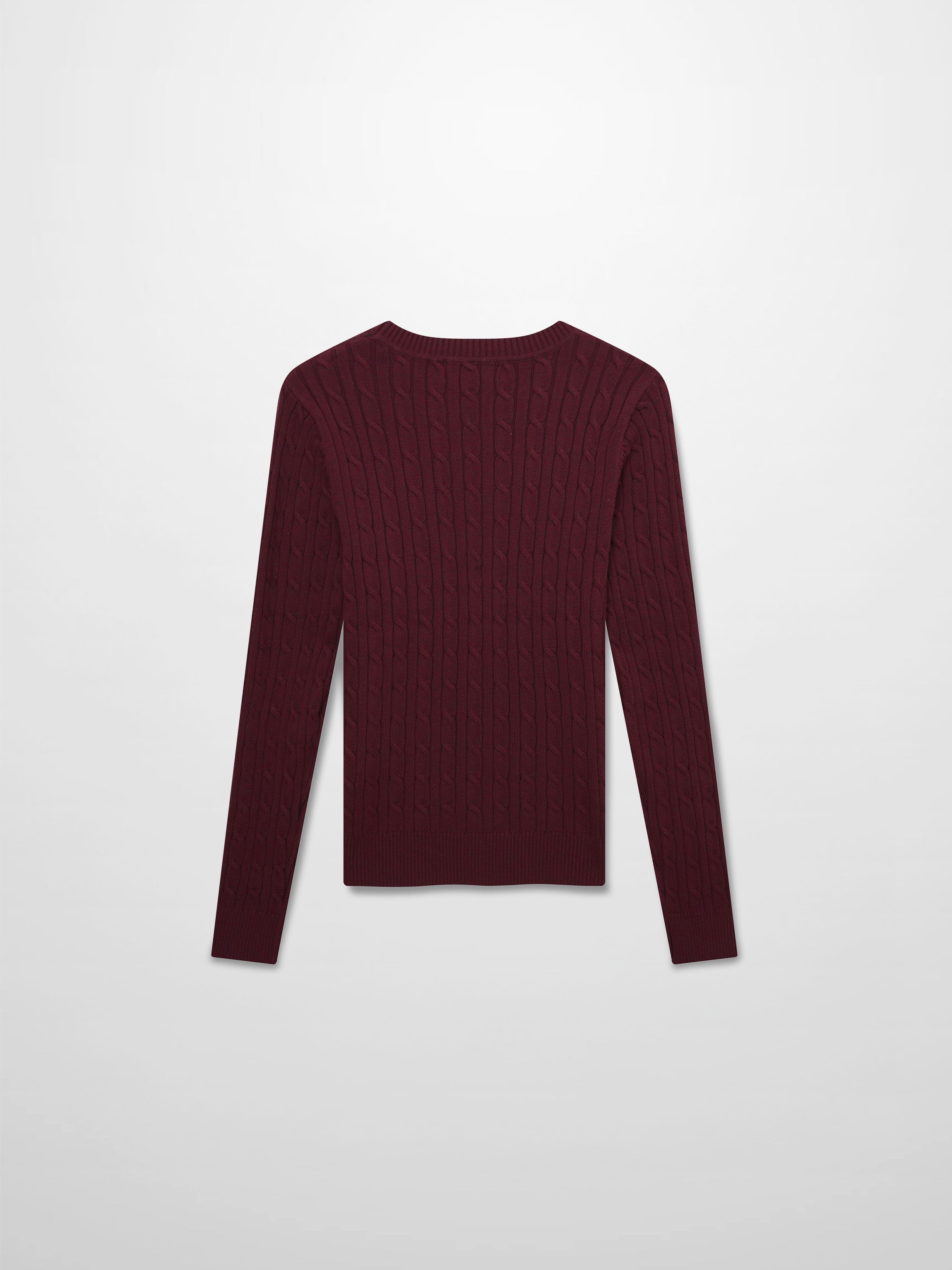 Crew Neck Cable Sweater-Heathered Burgundy