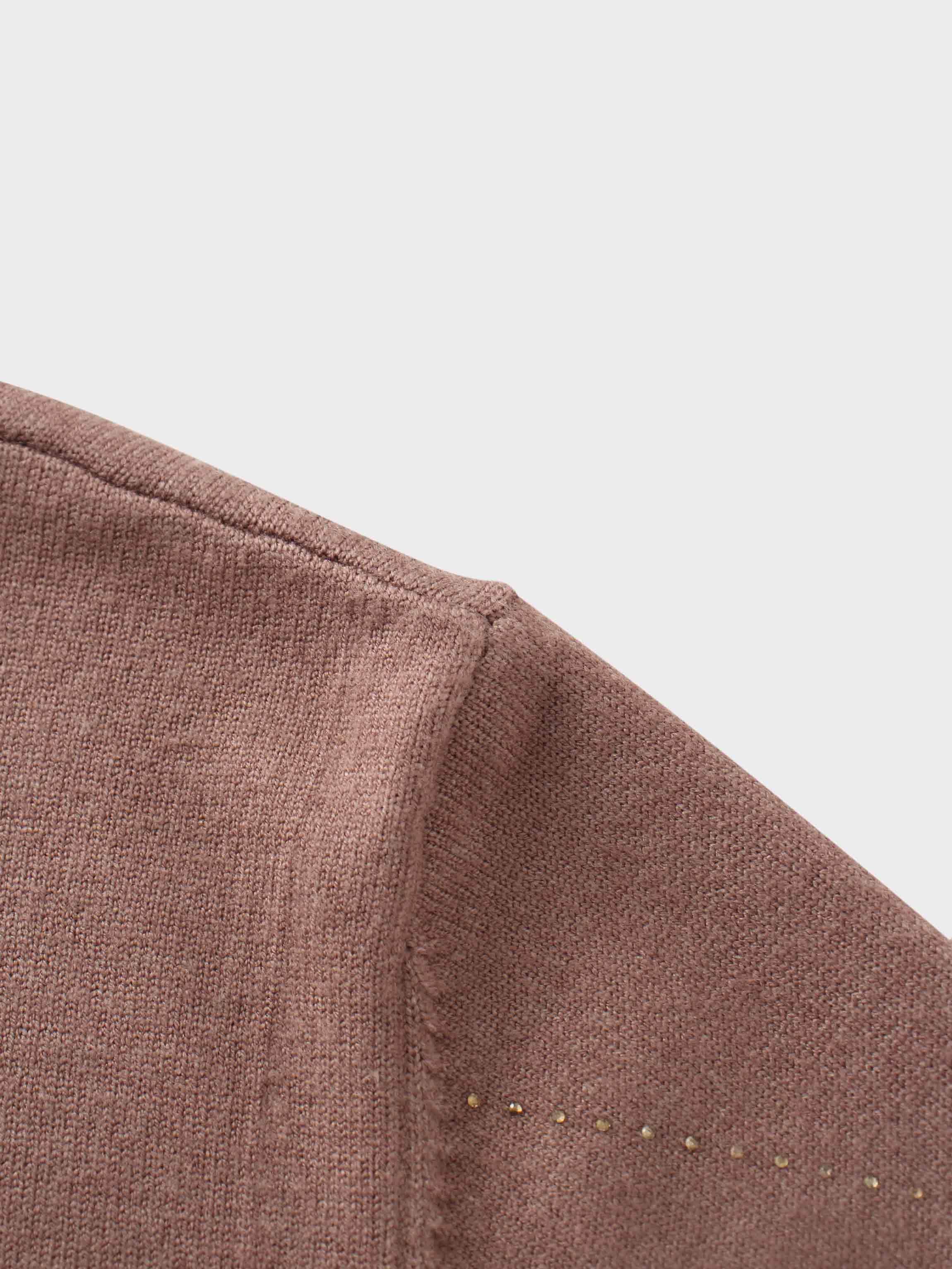Diamond Stud Design Sweater-Mocha Mousse