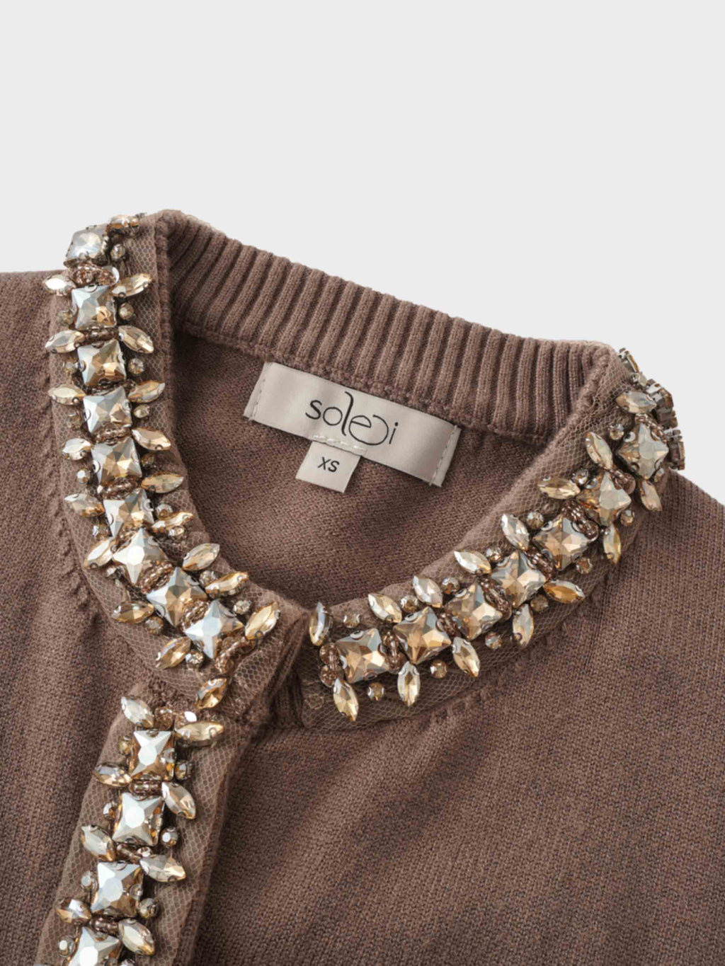 Embellished Cardigan Sweater-Mocha Mousse