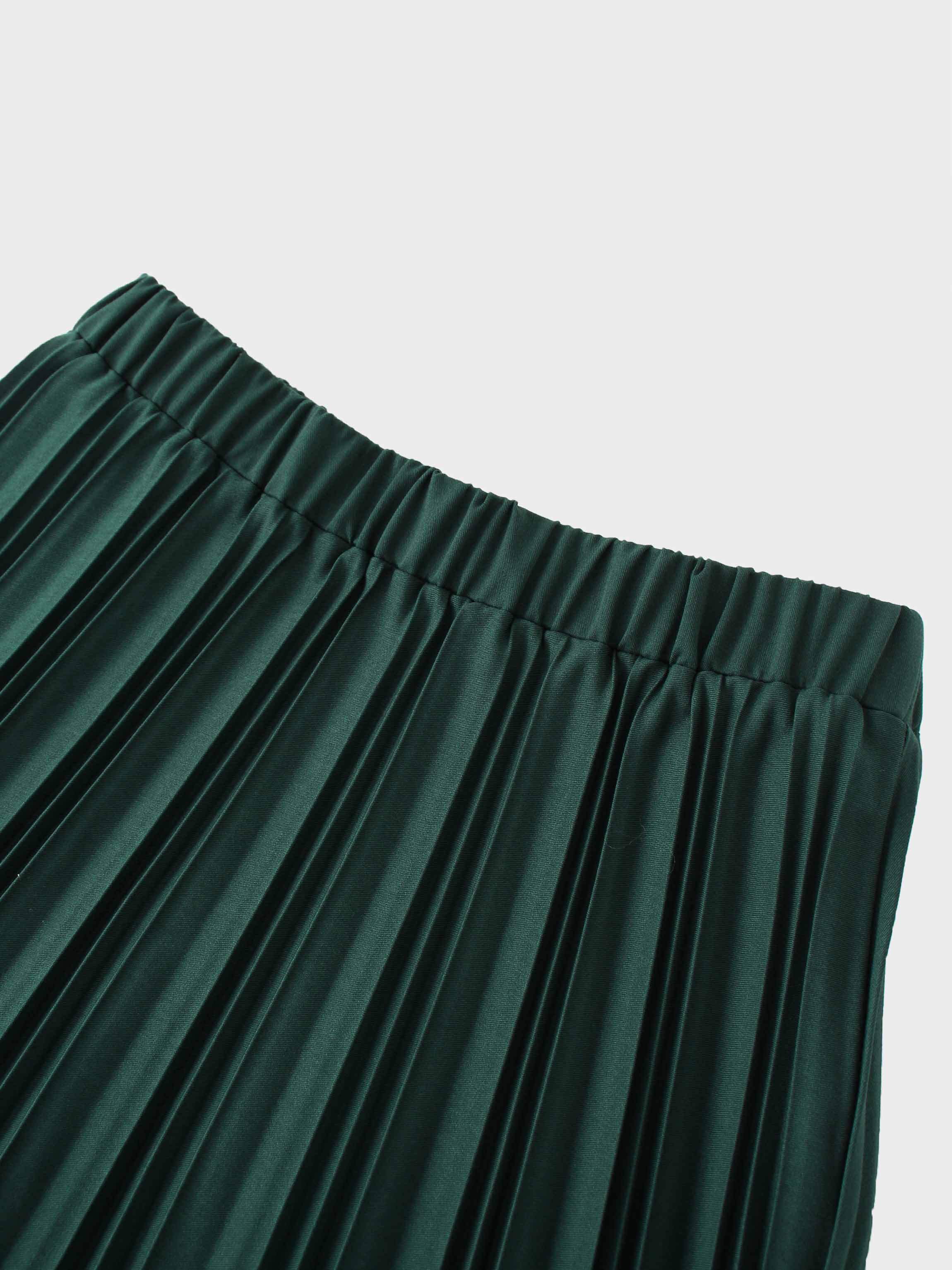 Mix Pleat Skirt-Emerald Green