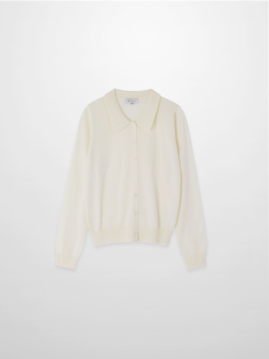 Wool Blend Collared Cardigan-Ivory