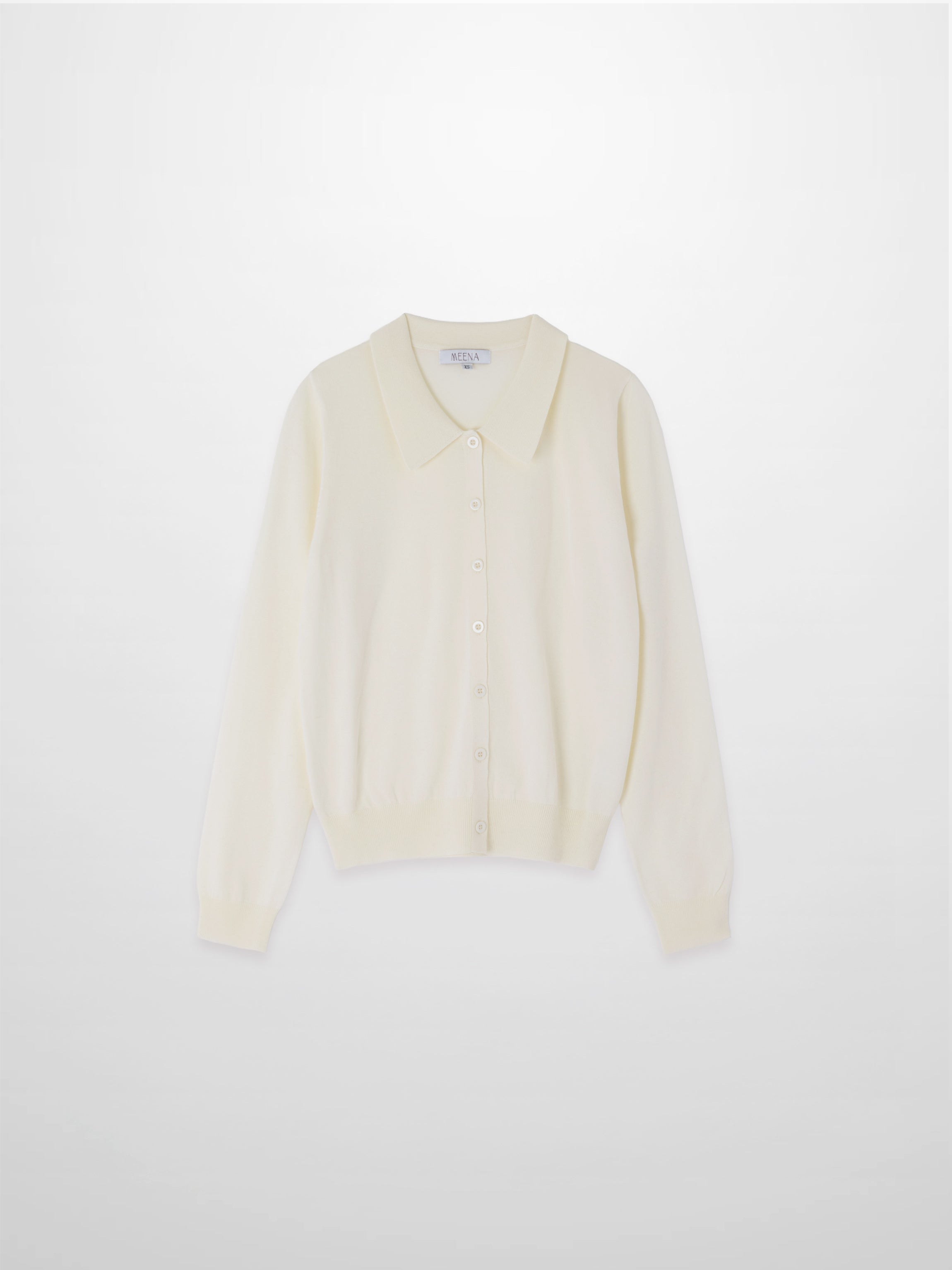Wool Blend Collared Cardigan-Ivory