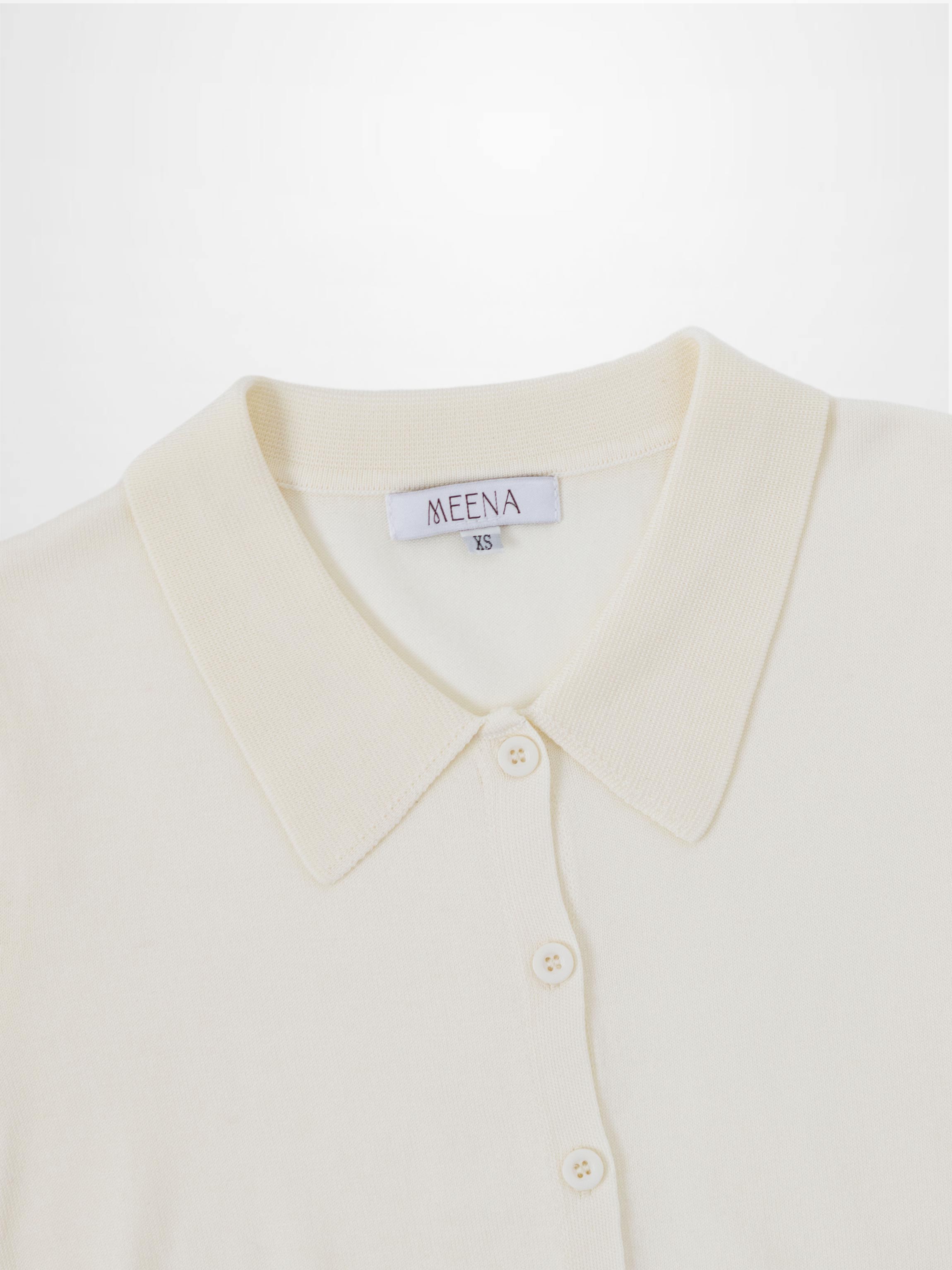 Wool Blend Collared Cardigan-Ivory