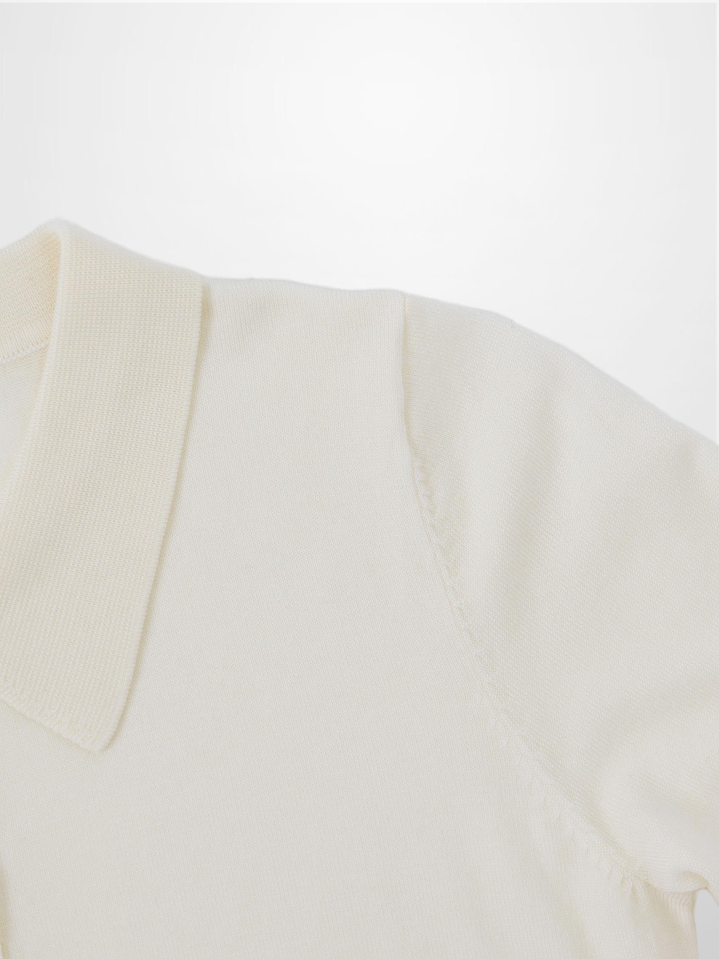 Wool Blend Collared Cardigan-Ivory