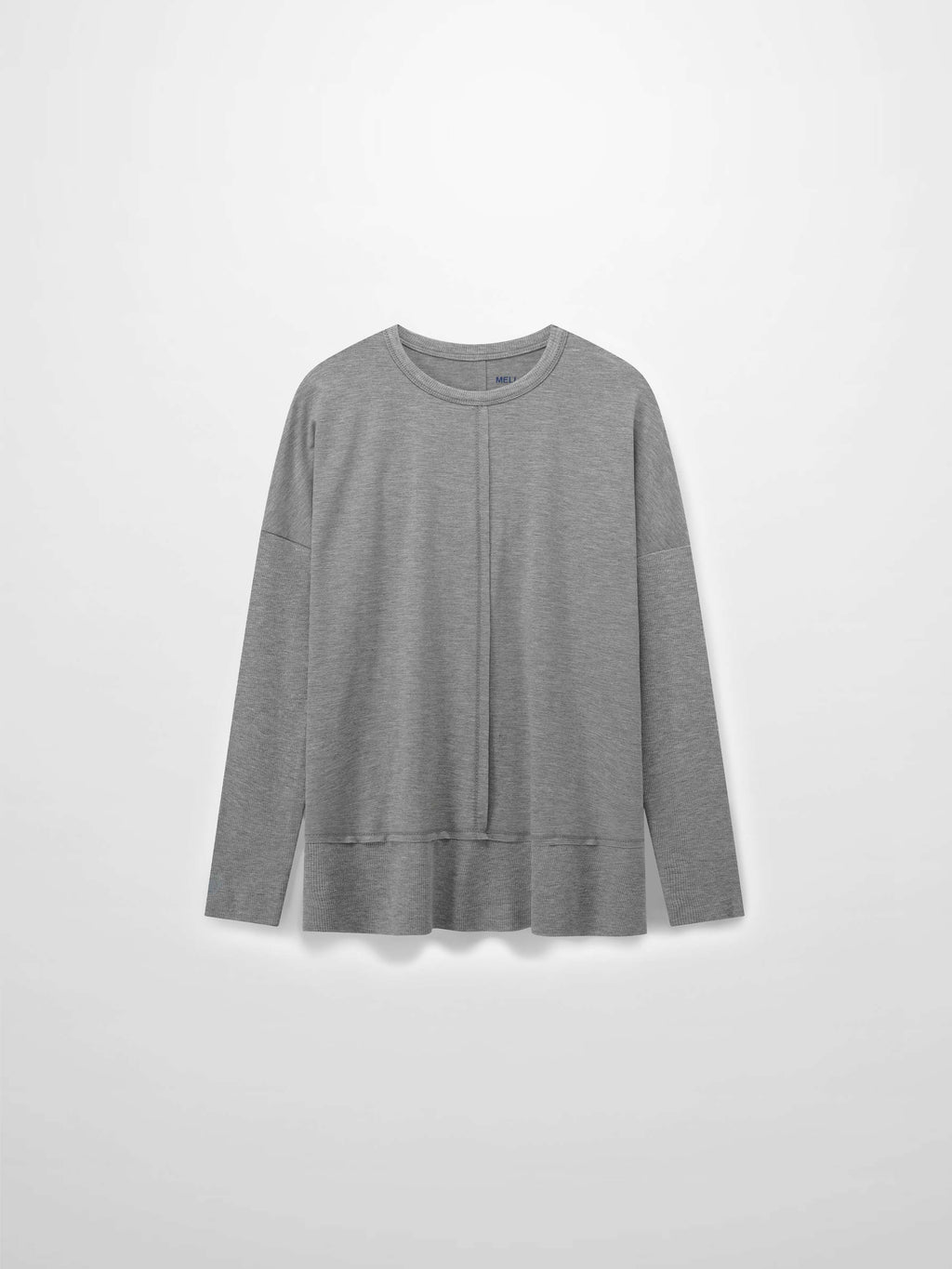 RIBBED BOTTOM T-SHIRT-HEATHERED GREY